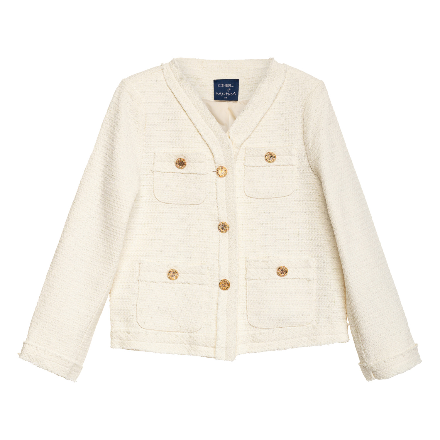Tantra Spain Sl Women's Neutrals Tweed Jacket With Front Pockets