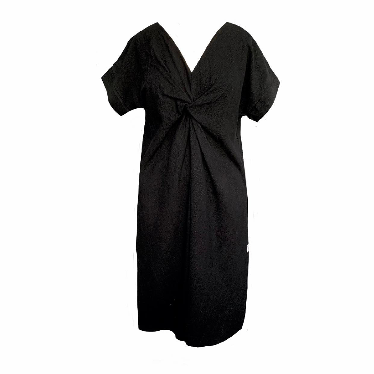 Women’s Riverbank Dress With Knot In Black Linen Medium Frock Tales