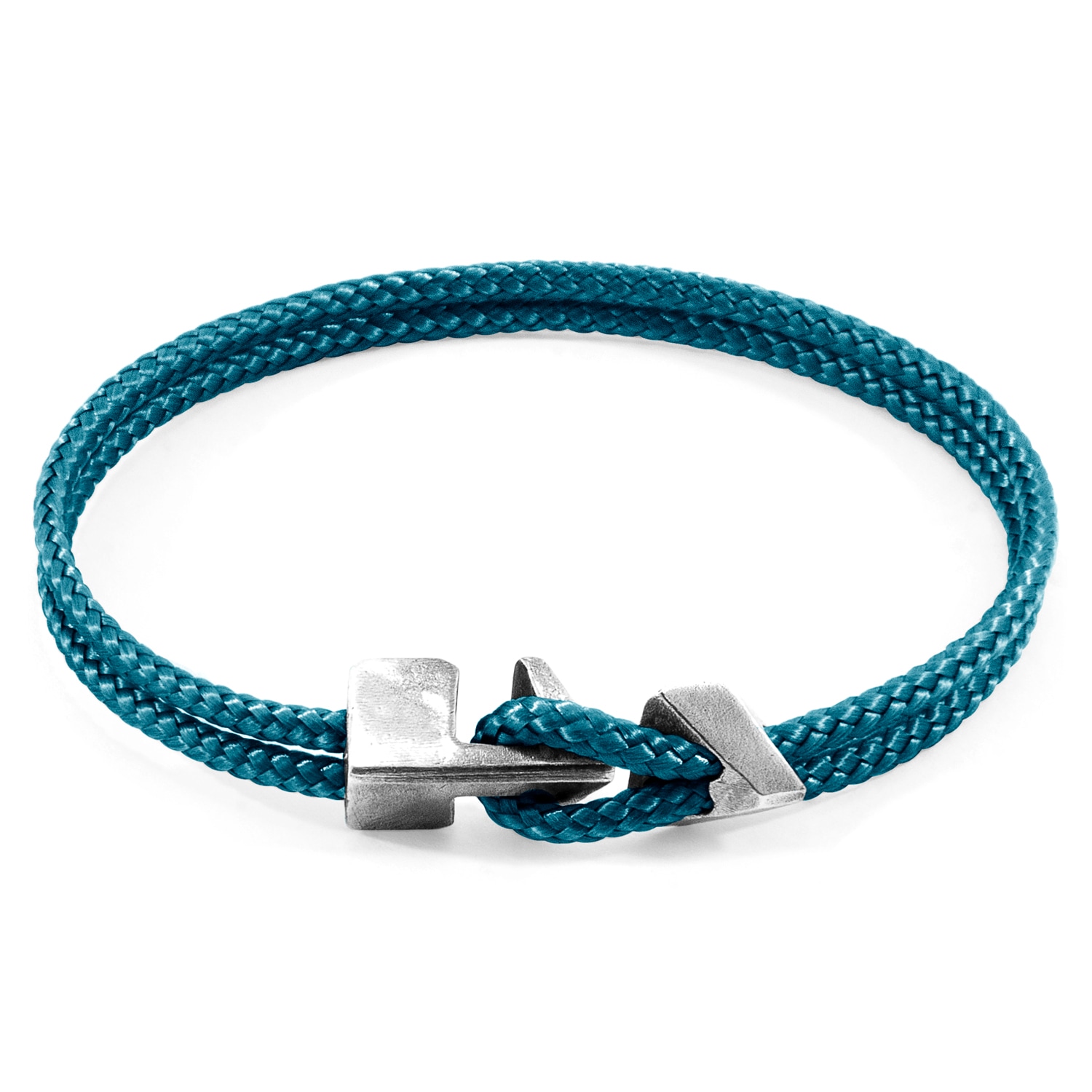 Men’s Ocean Blue Brixham Silver & Rope Bracelet Anchor & Crew