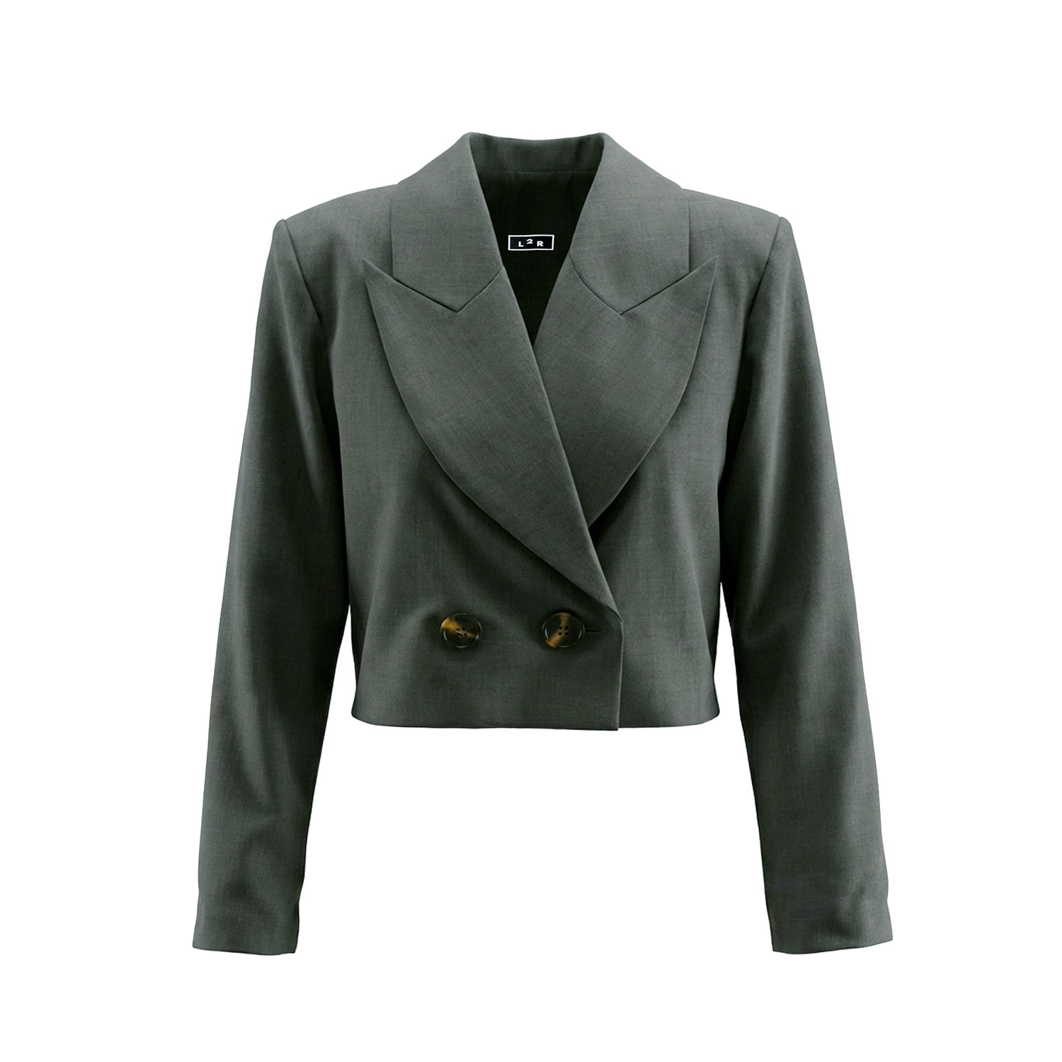 Women's Green / Brown Green Cropped Double Breasted Blazer | S/M | L2R the Label