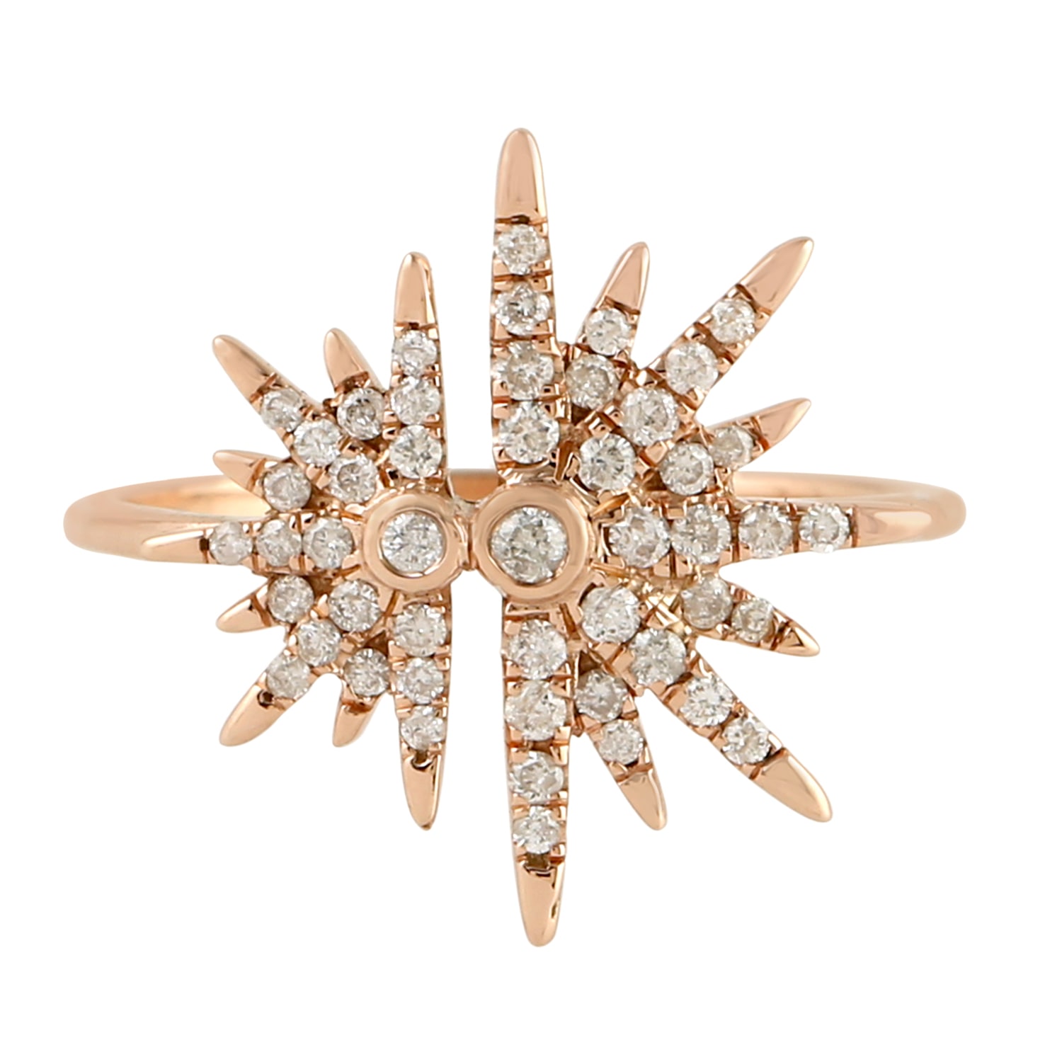 Artisan Women's Rose Gold / White 14k Rose Gold Micro Pave Diamond Starburst Ring