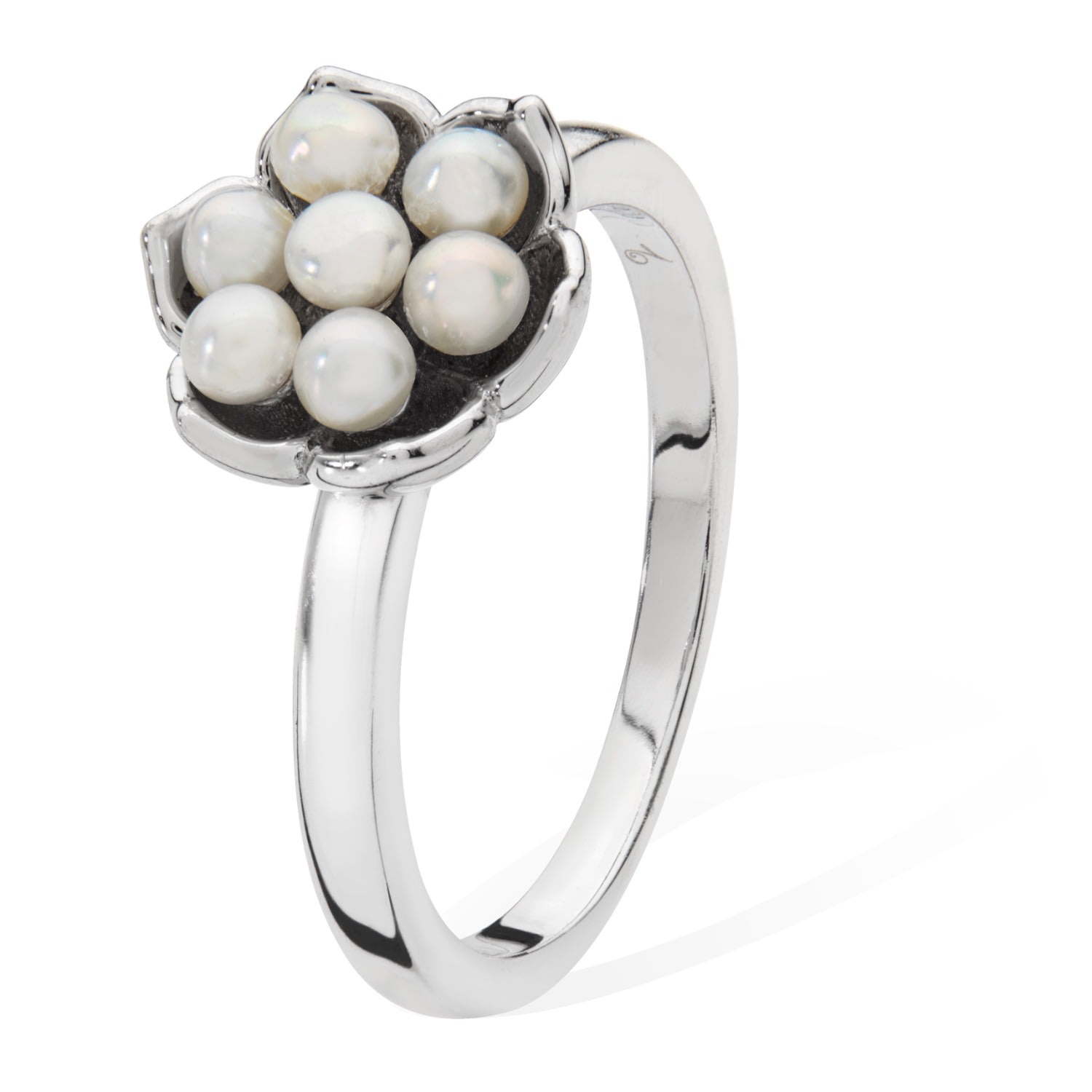 Lucy Quartermaine Women's Solid Sterling Silver Royal Pearl Flower Ring In Metallic