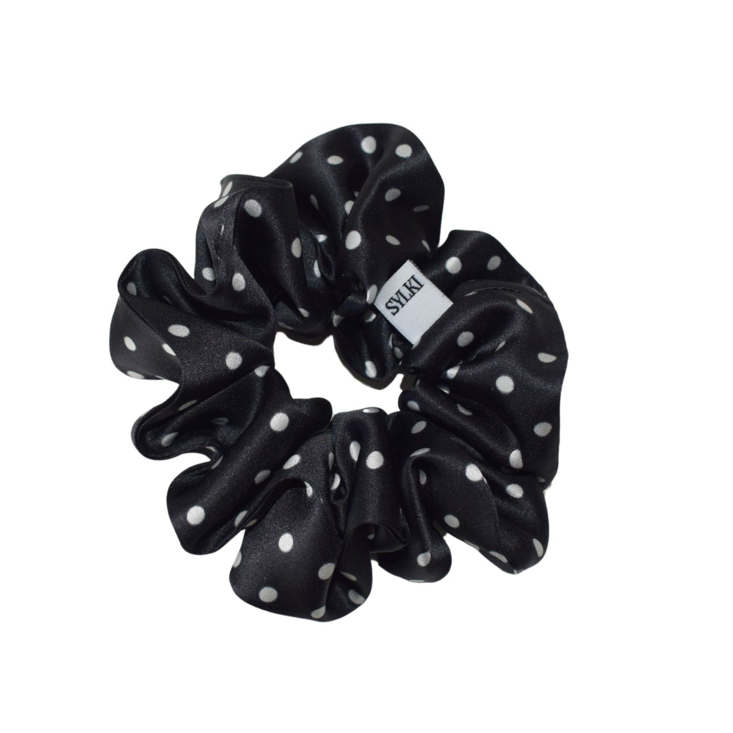 Women's Black / White Black And White Polka Dot Scrunchie | Sylki