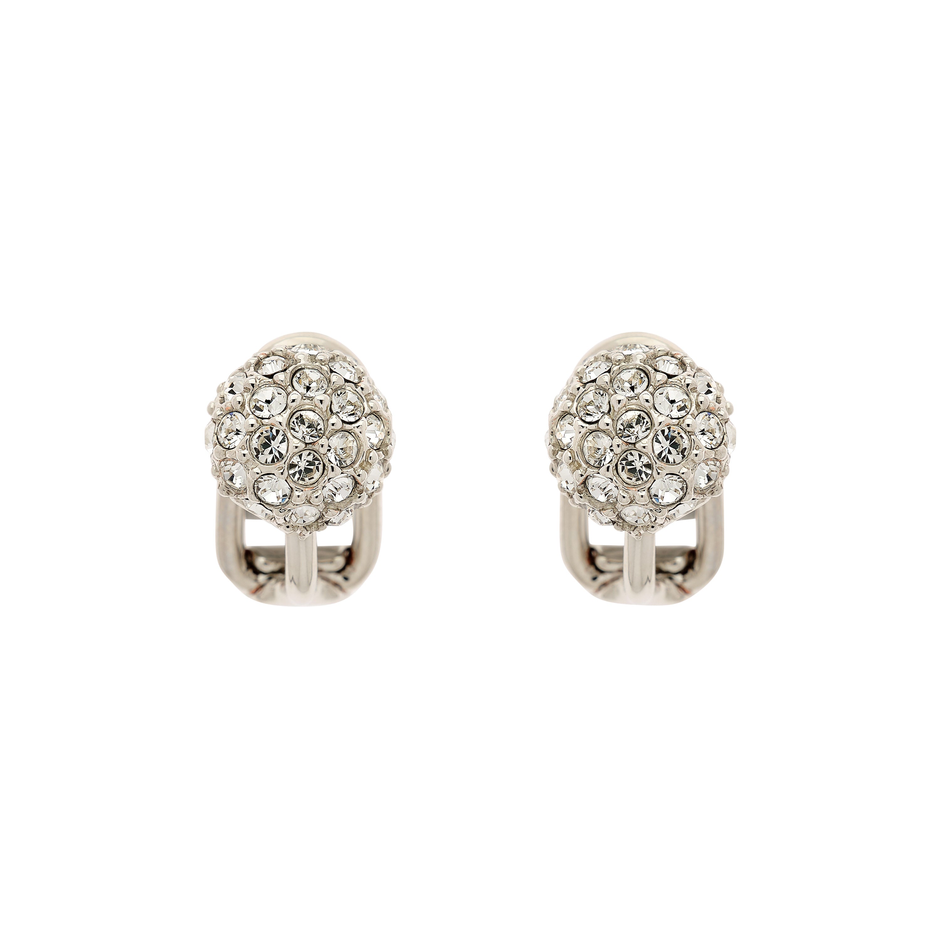 Women’s Silver Platinum Pave Crystal Stud Clip Earrings Emma Holland Jewellery