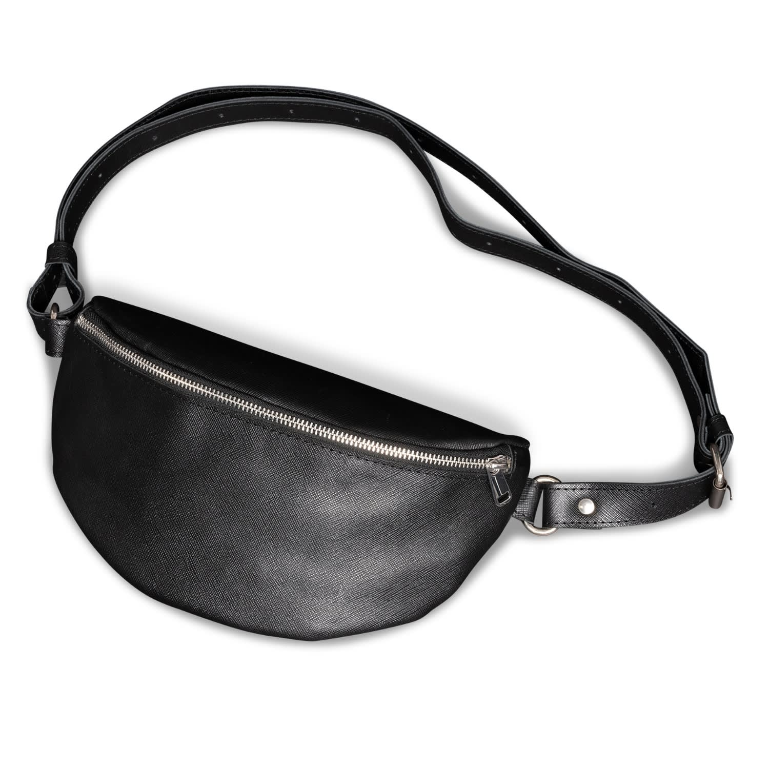 Hides Leather Co. Women's Black Leather Belt Bag With Card Slots