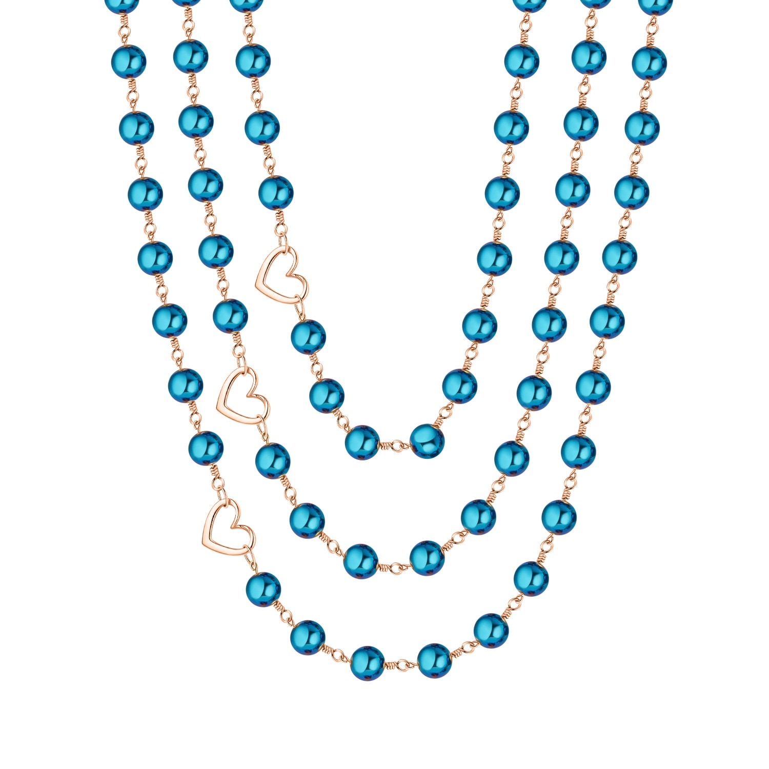 Rejected Hearts Club Women's Celeste Socialite Necklace&nbsp; Blue Hematite Beaded Three Layer Necklace In Blue