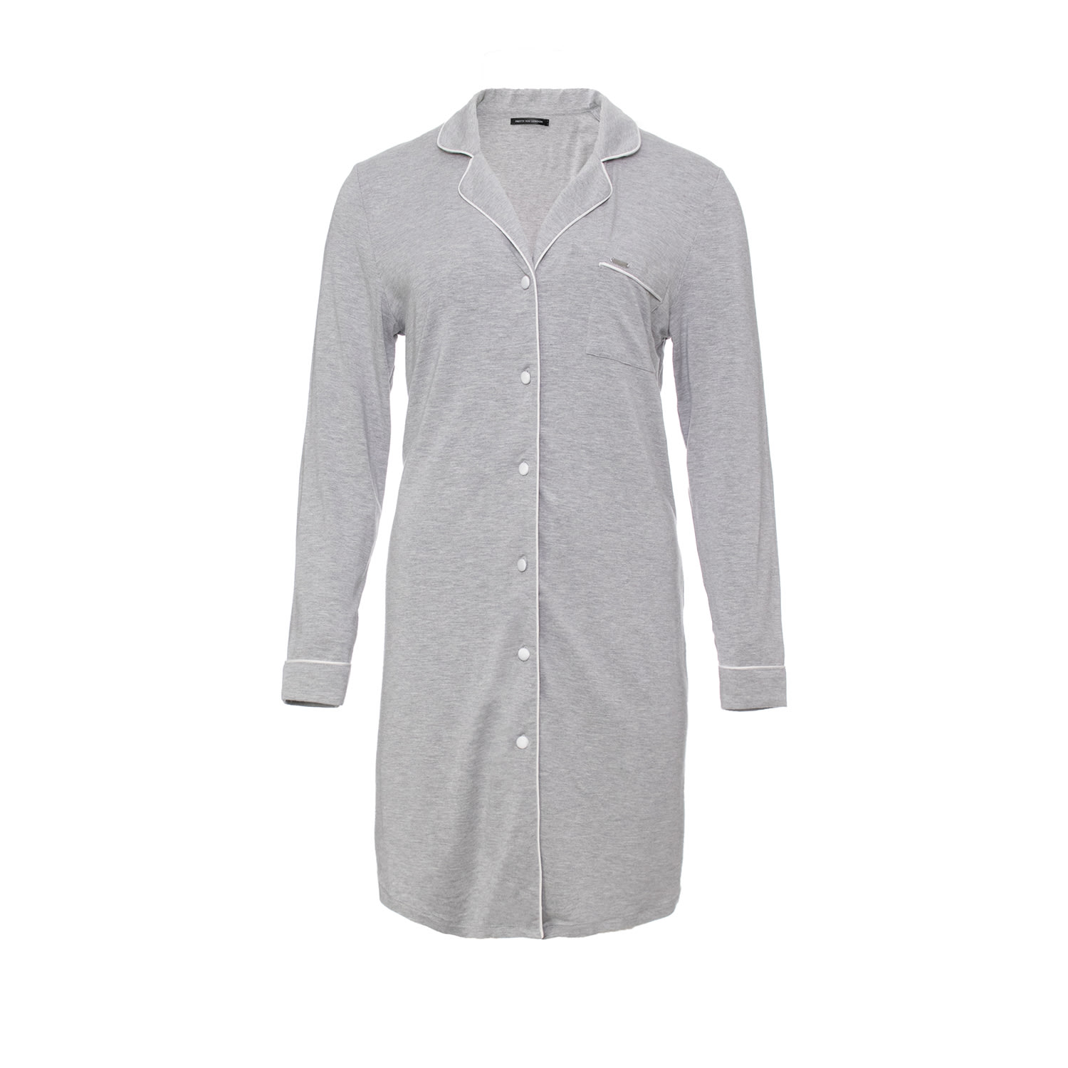 Bamboo Long Sleeved Womens Classic Nightshirt In Grey Marl Extra Large Pretty You