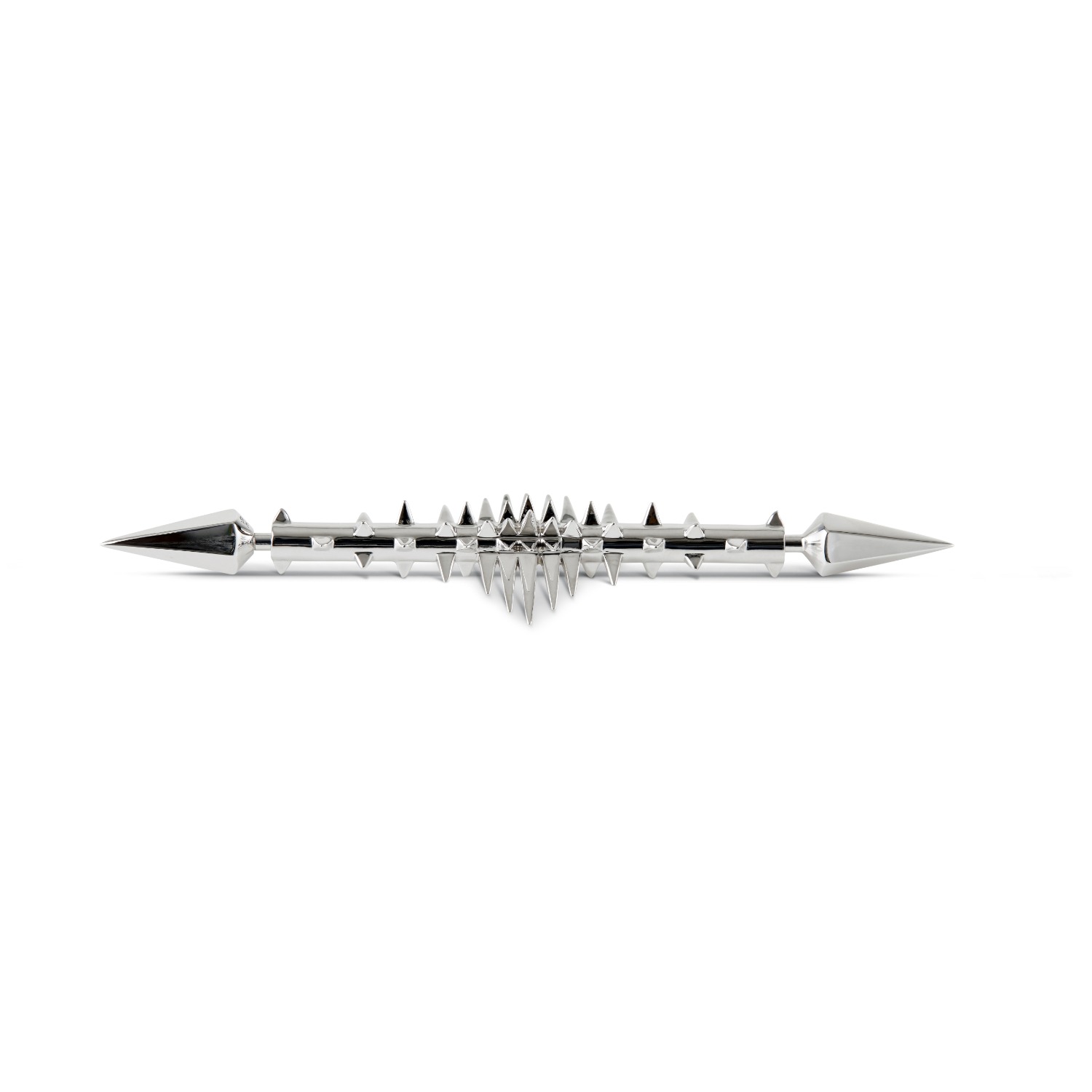 Kasun Men's Collar Bar With Armoured Studded Sleeve Silver In Silver