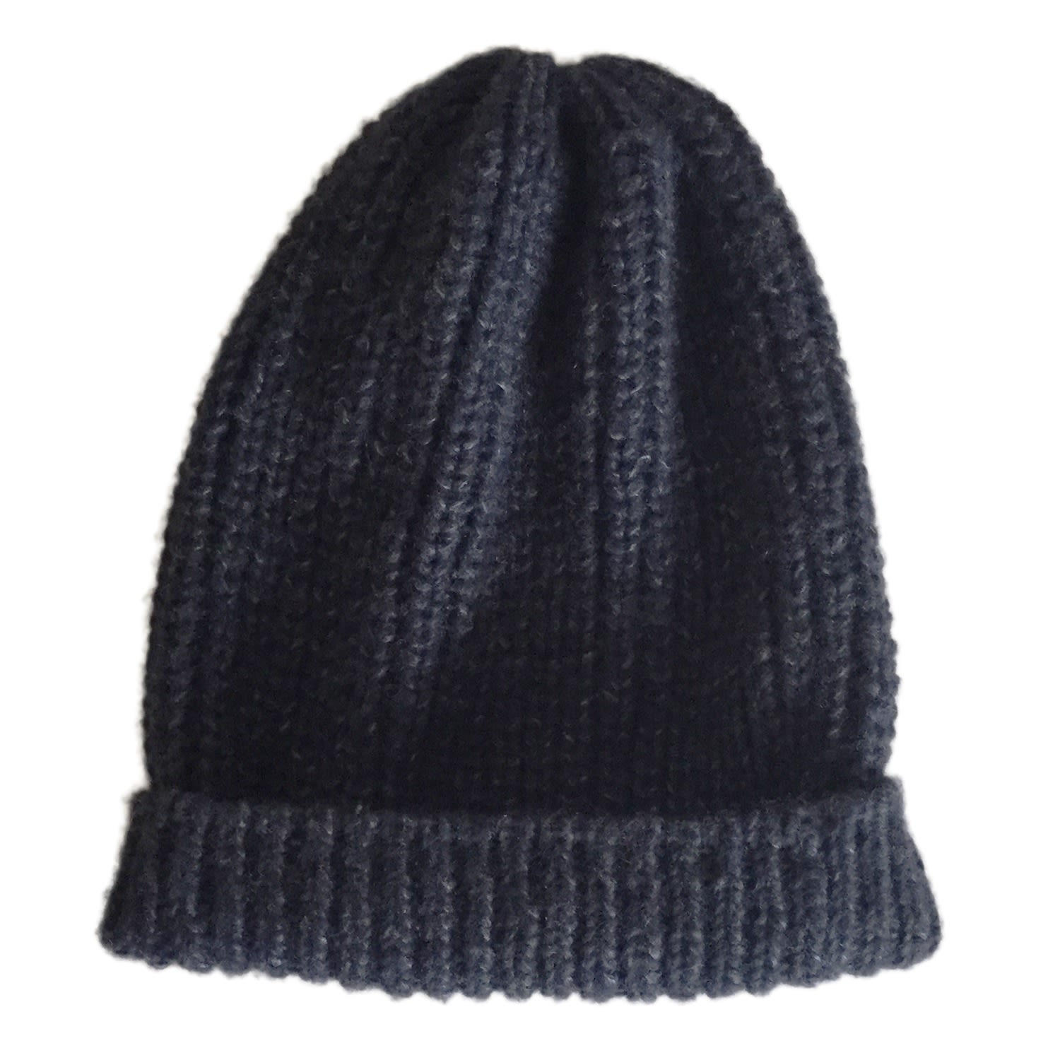 Men’s Gstaad Wasserngrat Hand-Knitted Cashmere Hat In Navy Blue & Anthracite Mélange Grace Cashmere Zurich