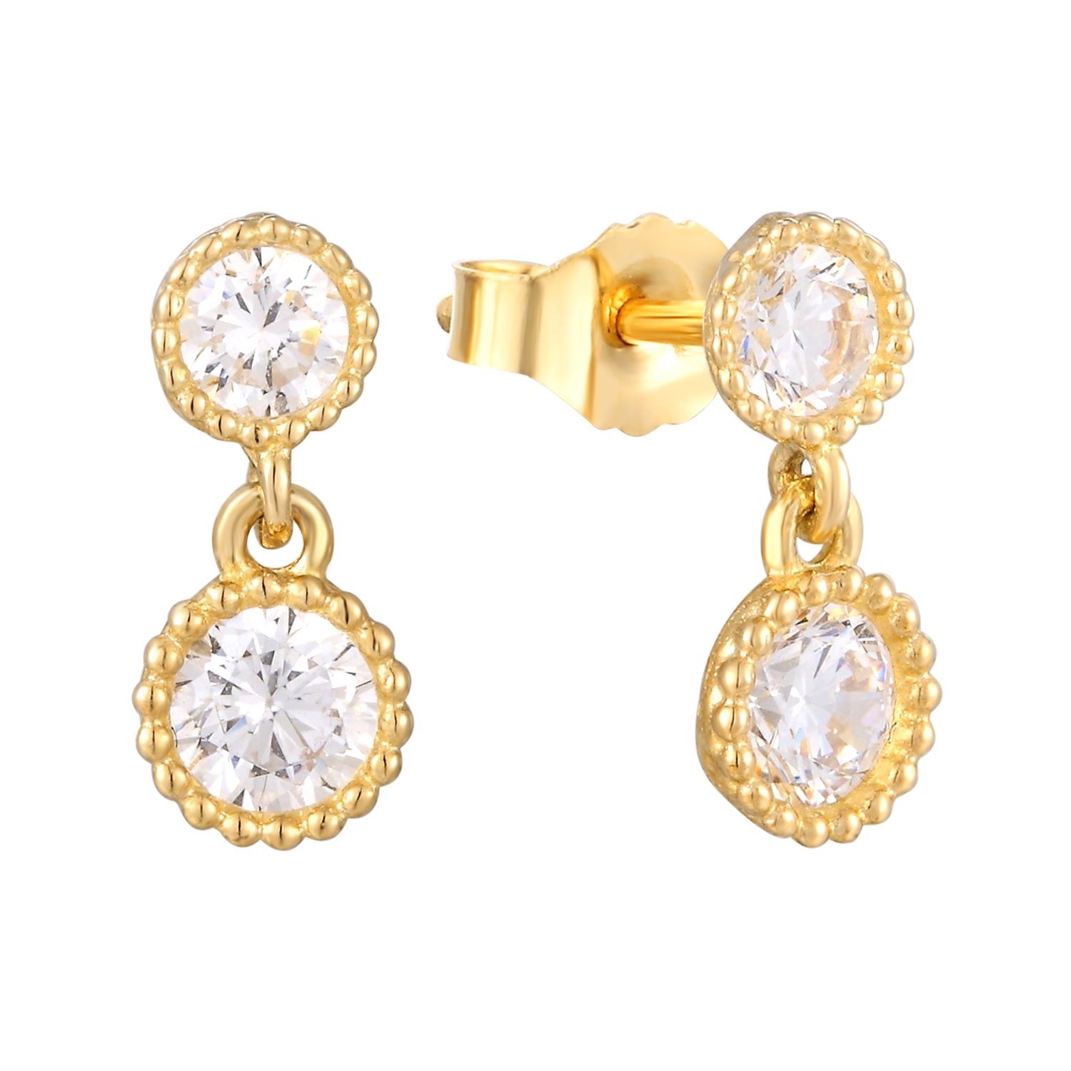 Women’s 22Ct Gold Vermeil Cz Scallop Charm Studs Seol + Gold