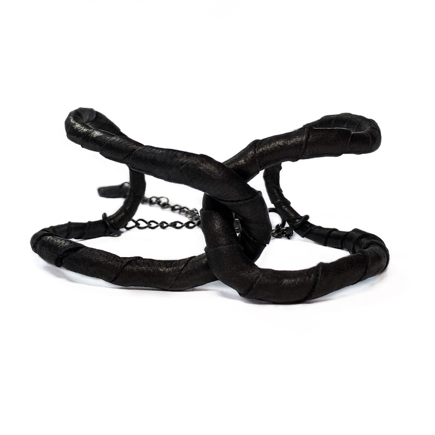 Waiwai Women's Black Link Leather Cuff Bracelet In Black