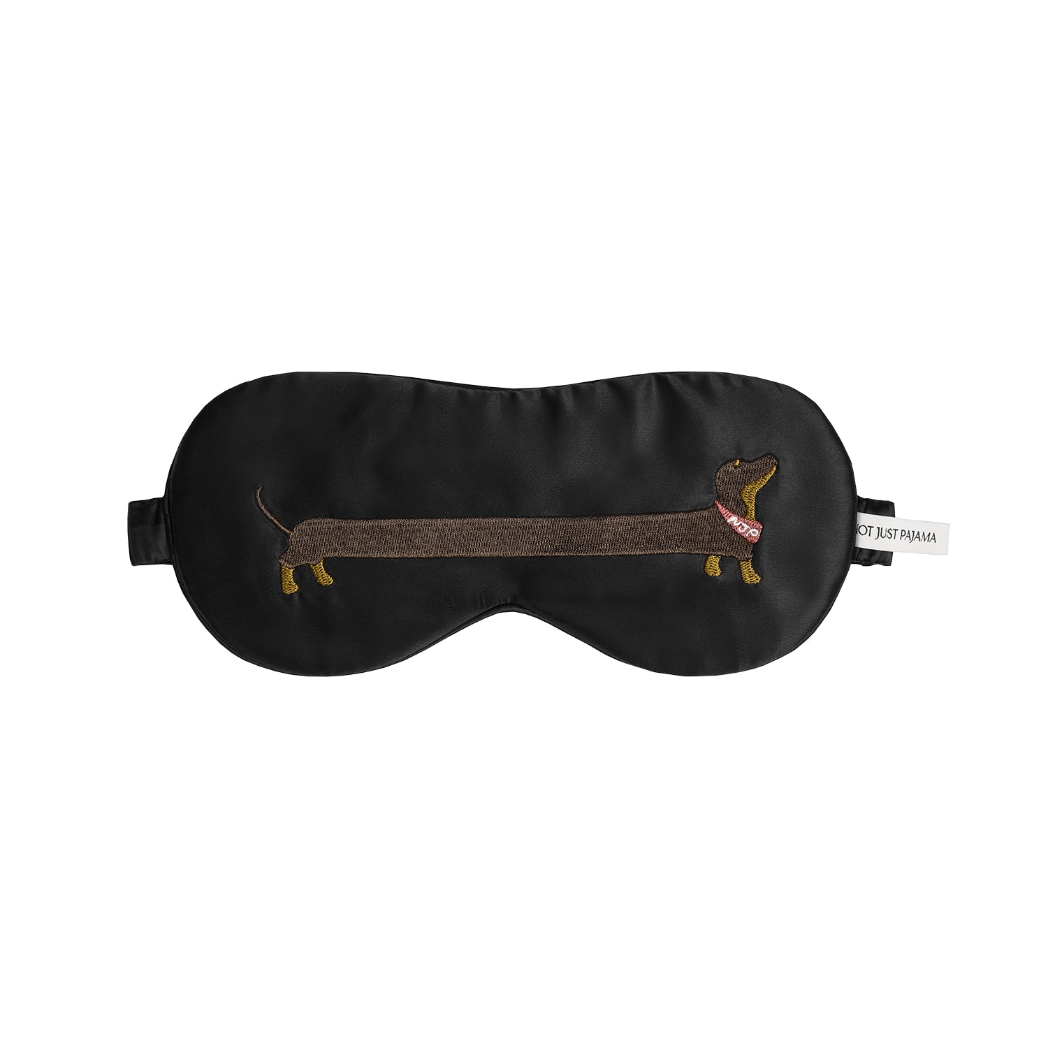 Not Just Pajama Men's Dachshund Dream Silk Sleeping Eye Mask - Black In Black