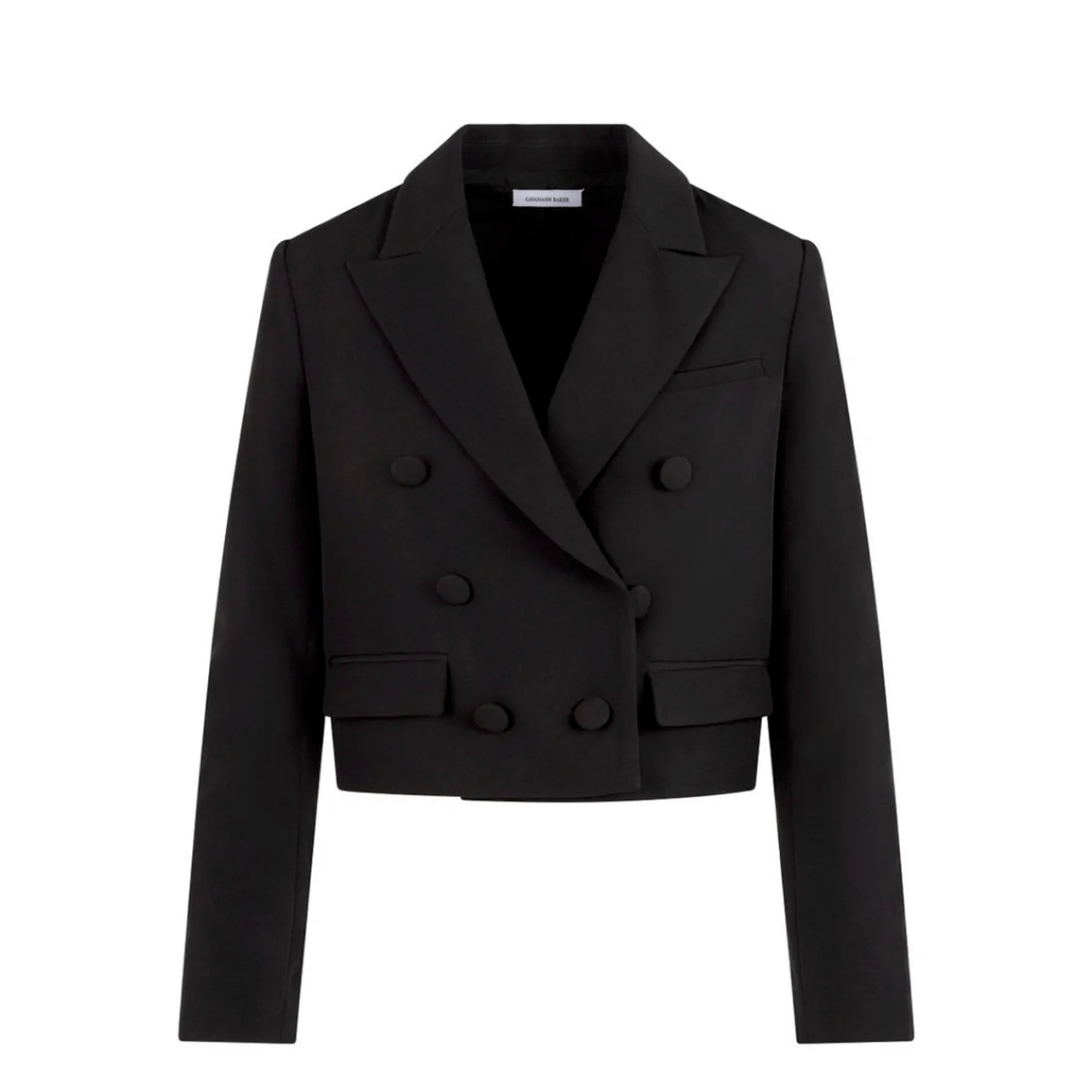 Cavanagh Baker Women's Black Stretch Tuxedo Crop Blazer In Black
