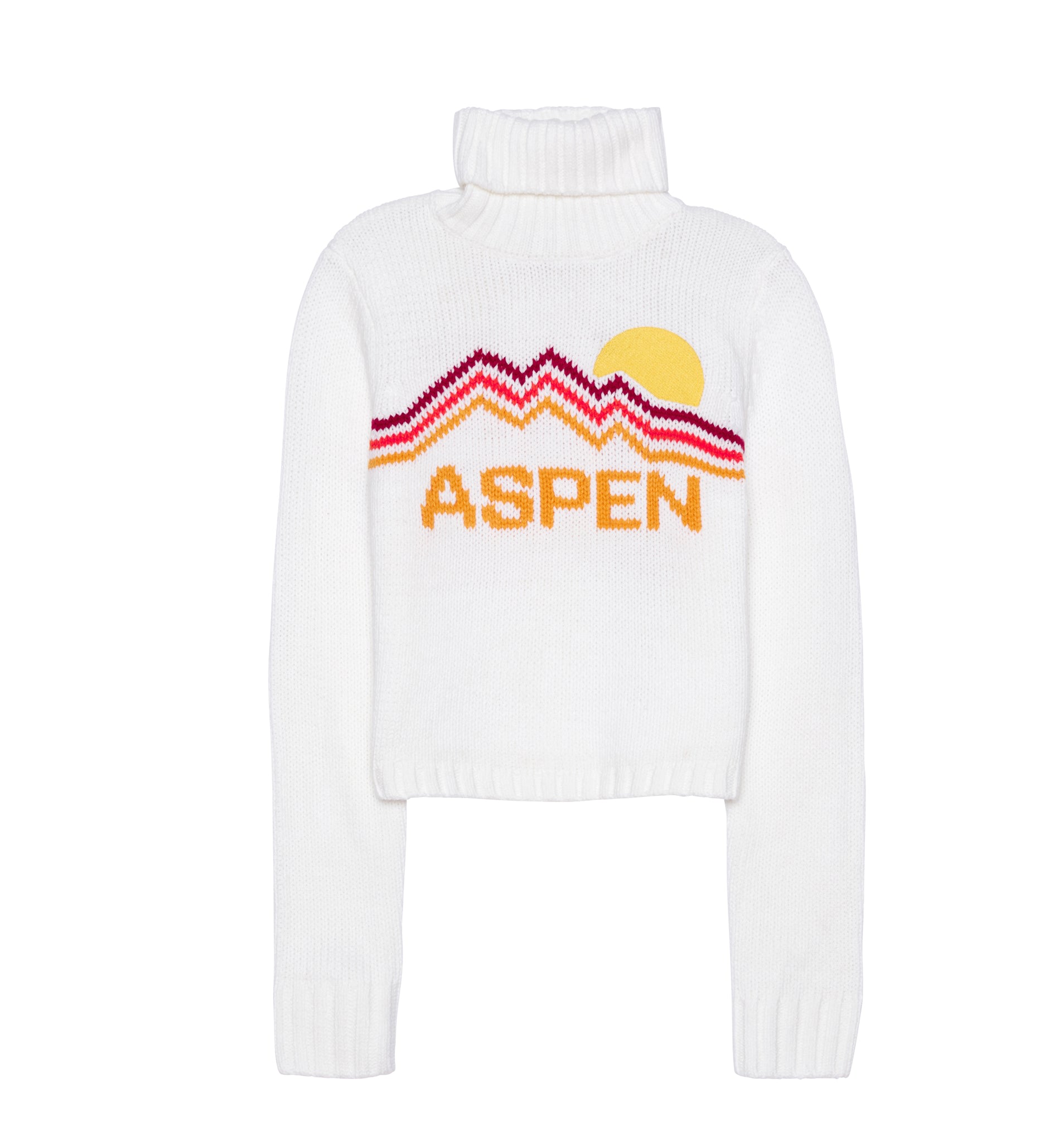 Ellsworth + Ivey Women's White Cropped Retro Aspen Turtleneck Sweater