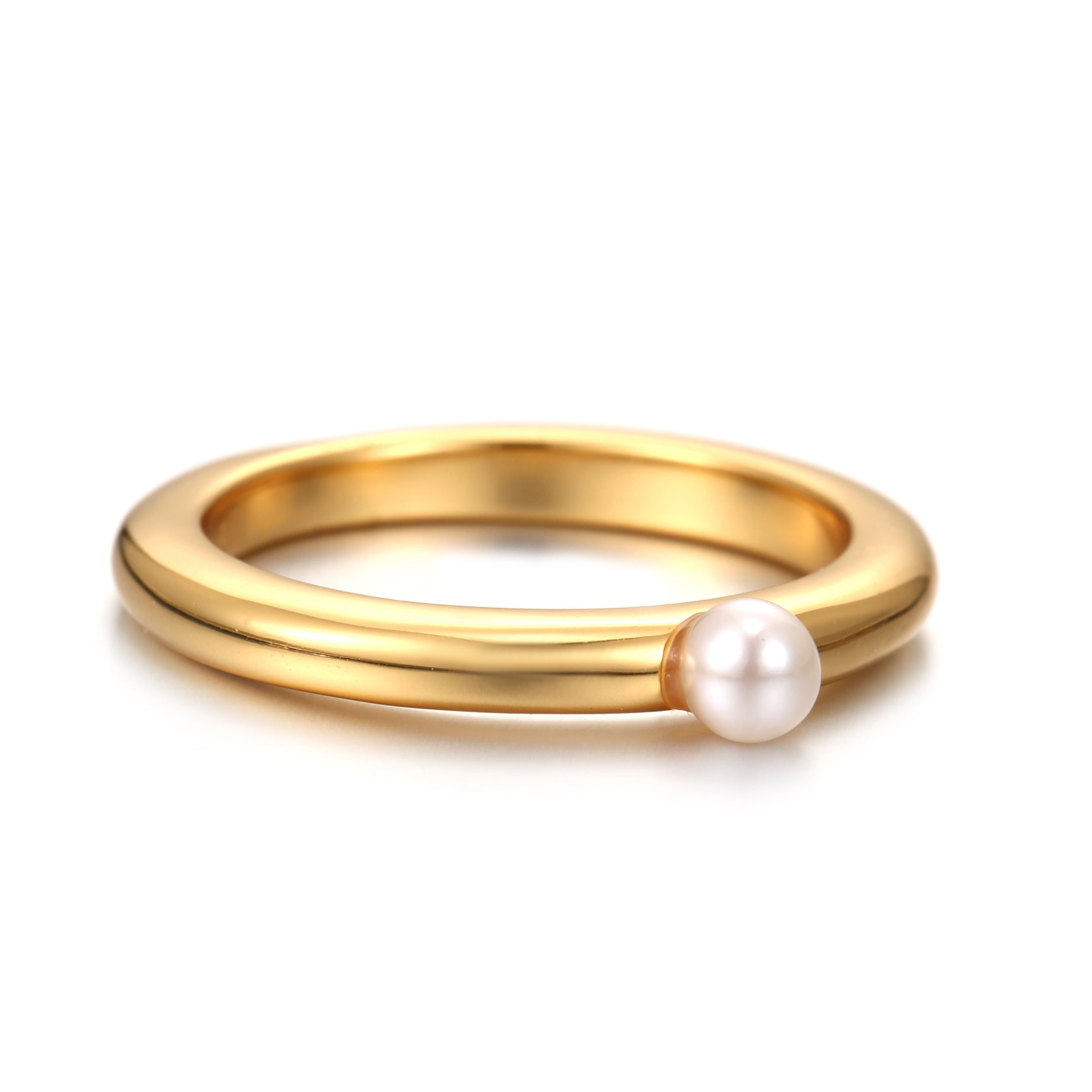Gold Trip Women's Gold / White Pearl Stacker Ring In Gold