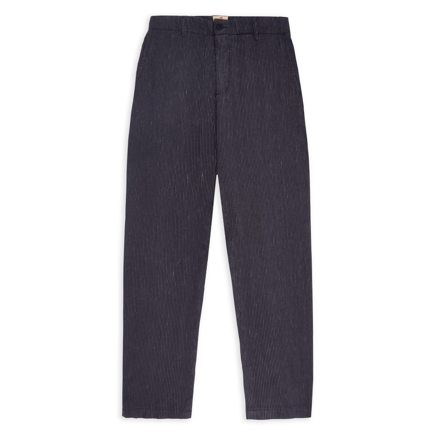 Shop Burrows And Hare Men's Blue Linen Trouser - Stripe Navy