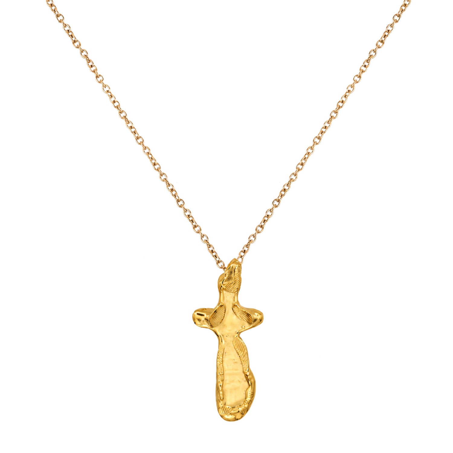 De Roms Women's The Covenant Molten Cross Necklace - Gold Vermeil