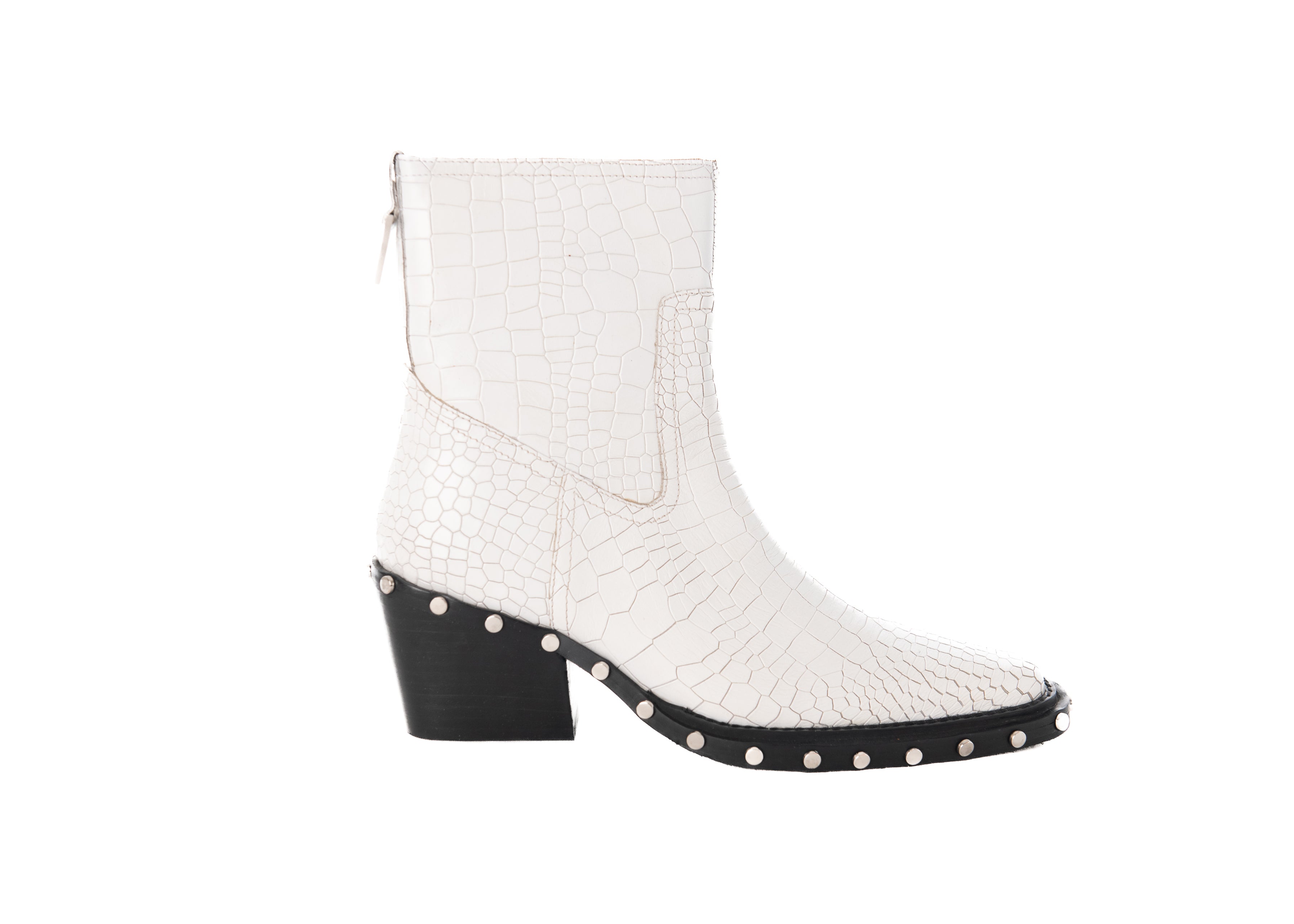 Asra Women's Tia - White Croc Leather Boots In White