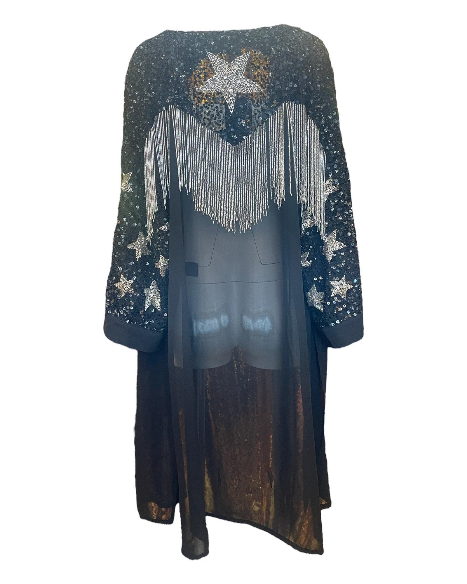 Women's Black / Silver Silver And Black Beaded Western Star Duster | One Size | Any Old Iron