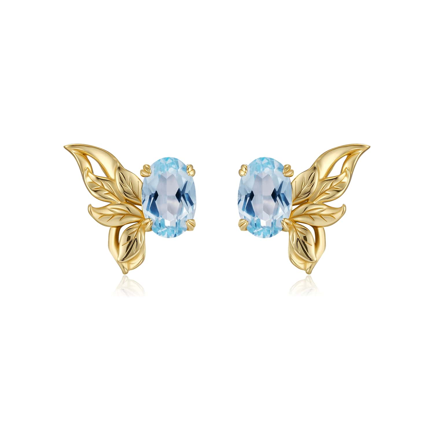 Azura Jewelry New York Women's Sylphae Fairie Sky Blue Topaz Earrings Yellow Gold Vermeil In Gold