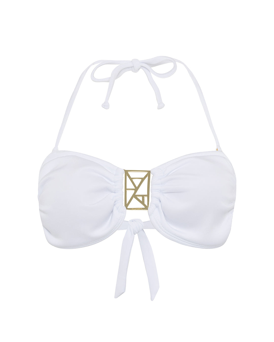 Leyla Maya Women's White Kate Bandeau Bikini Top - Bianco Scuba In Multi