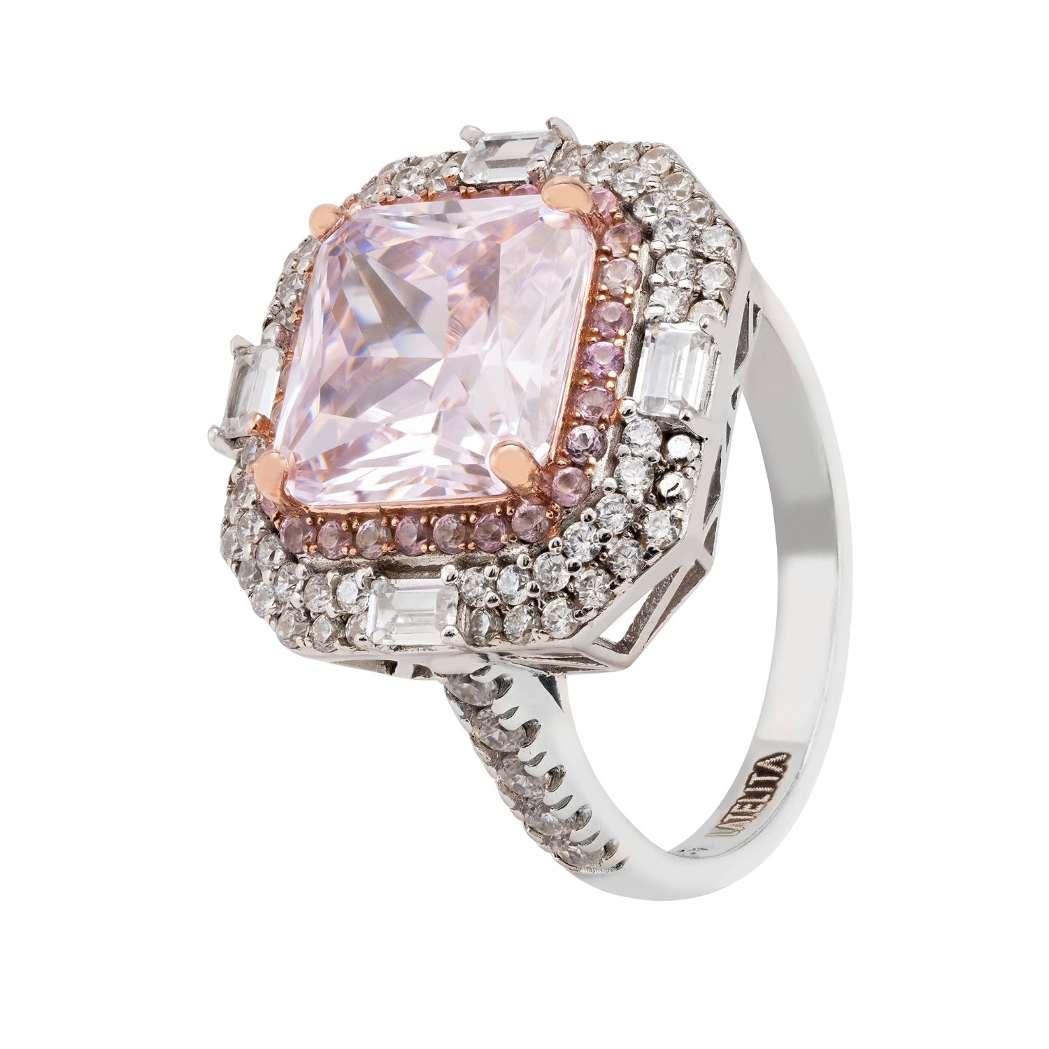 Women’s Pink / Purple / White Anastasia Gemstone Cocktail Ring Silver Morganite Latelita