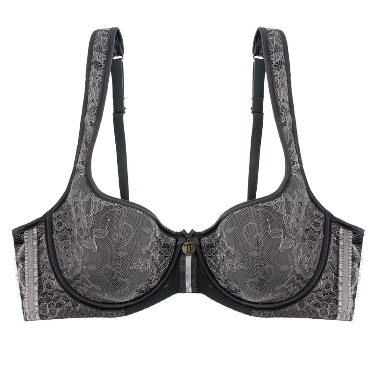 Women’s Grey / Silver Gunmetal Balconette Bra 36E Tallulah Love