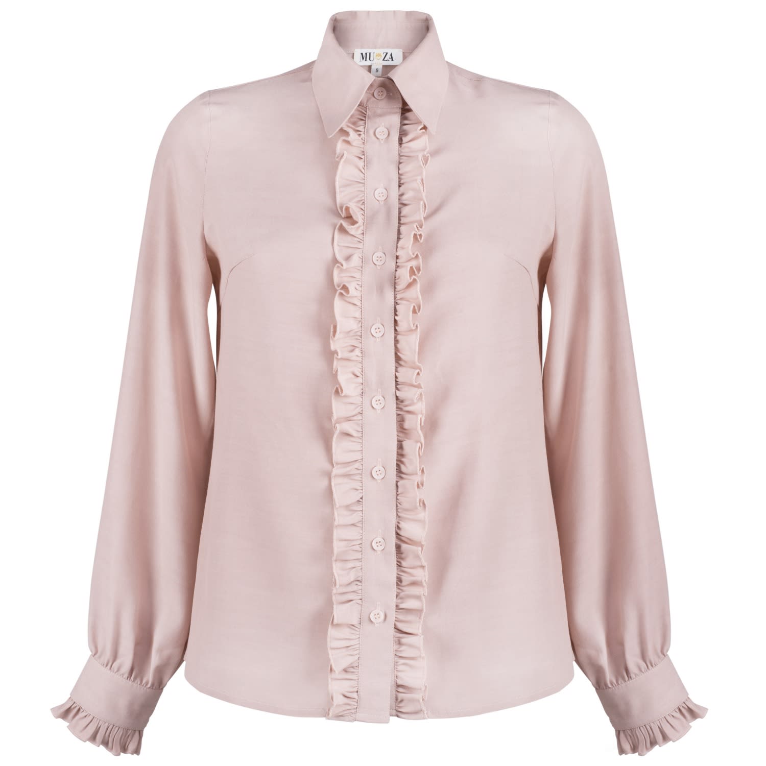 Pink Ruffle Button Down Shirt | MUZA 