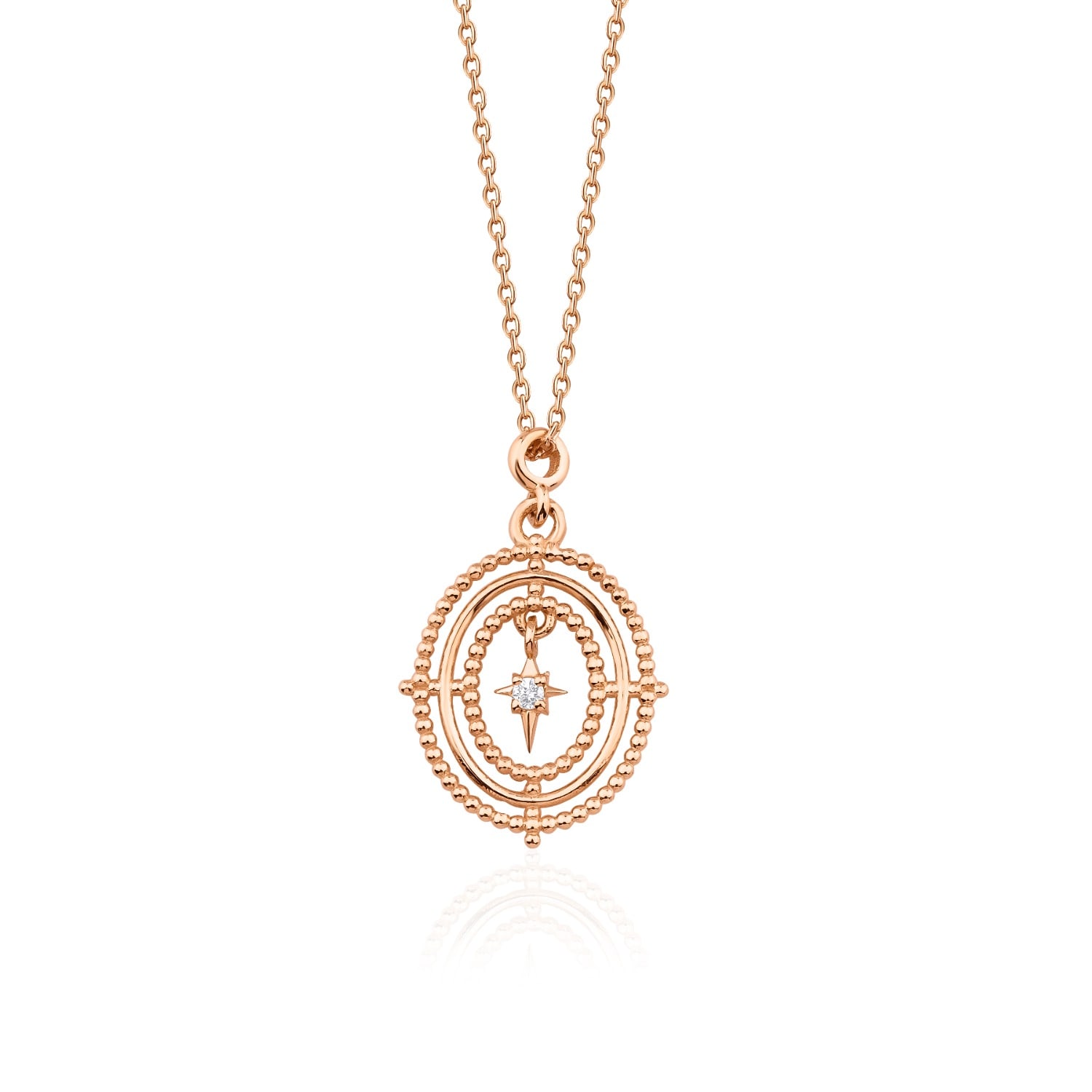 Melez Mini Atelier Women's Rose Gold / Gold Pusula Necklace - Solid Rose Gold With Diamond