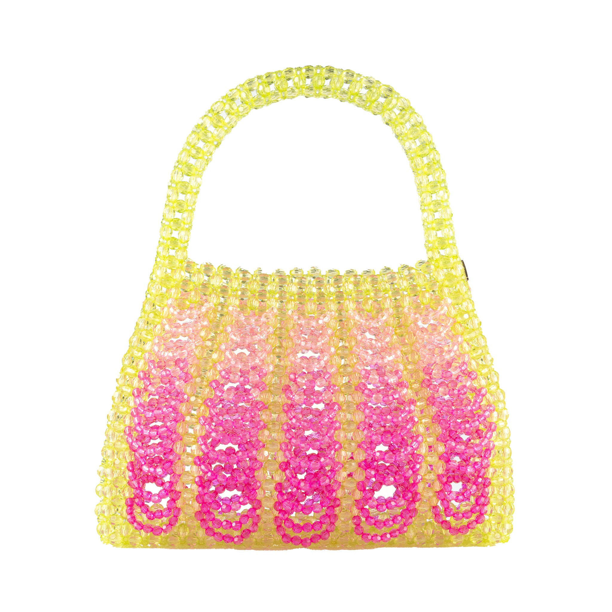 Tillie Beads Women's Green / Pink / Purple Sunset Pop Lemon Yellow&berry Pink Beaded Bag