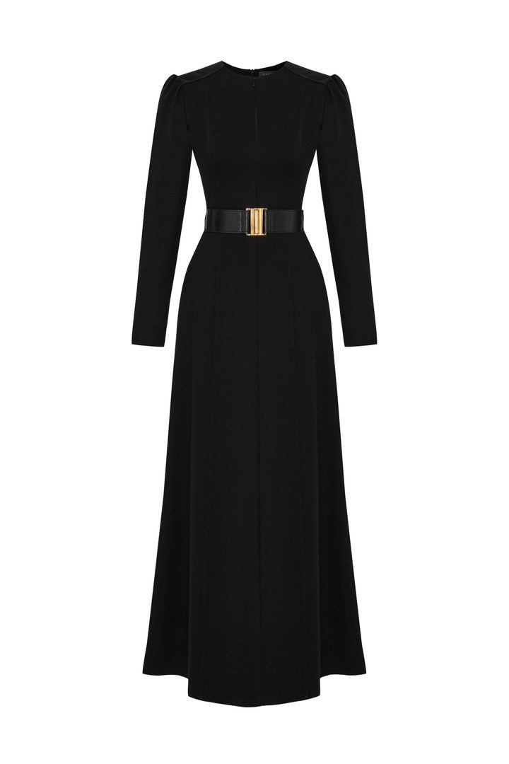 Exquise Women's Anthea Belted Maxi Dress - Black