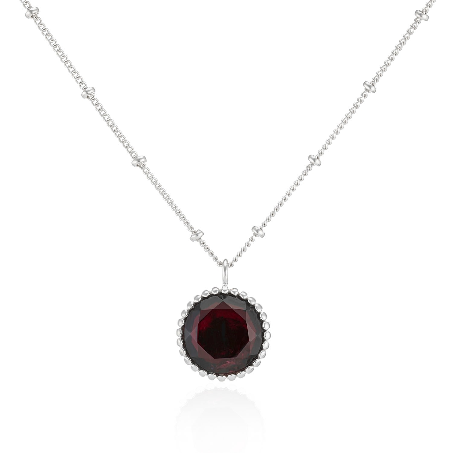 Auree Jewellery Women's Barcelona Silver January Birthstone Necklace Garnet In White