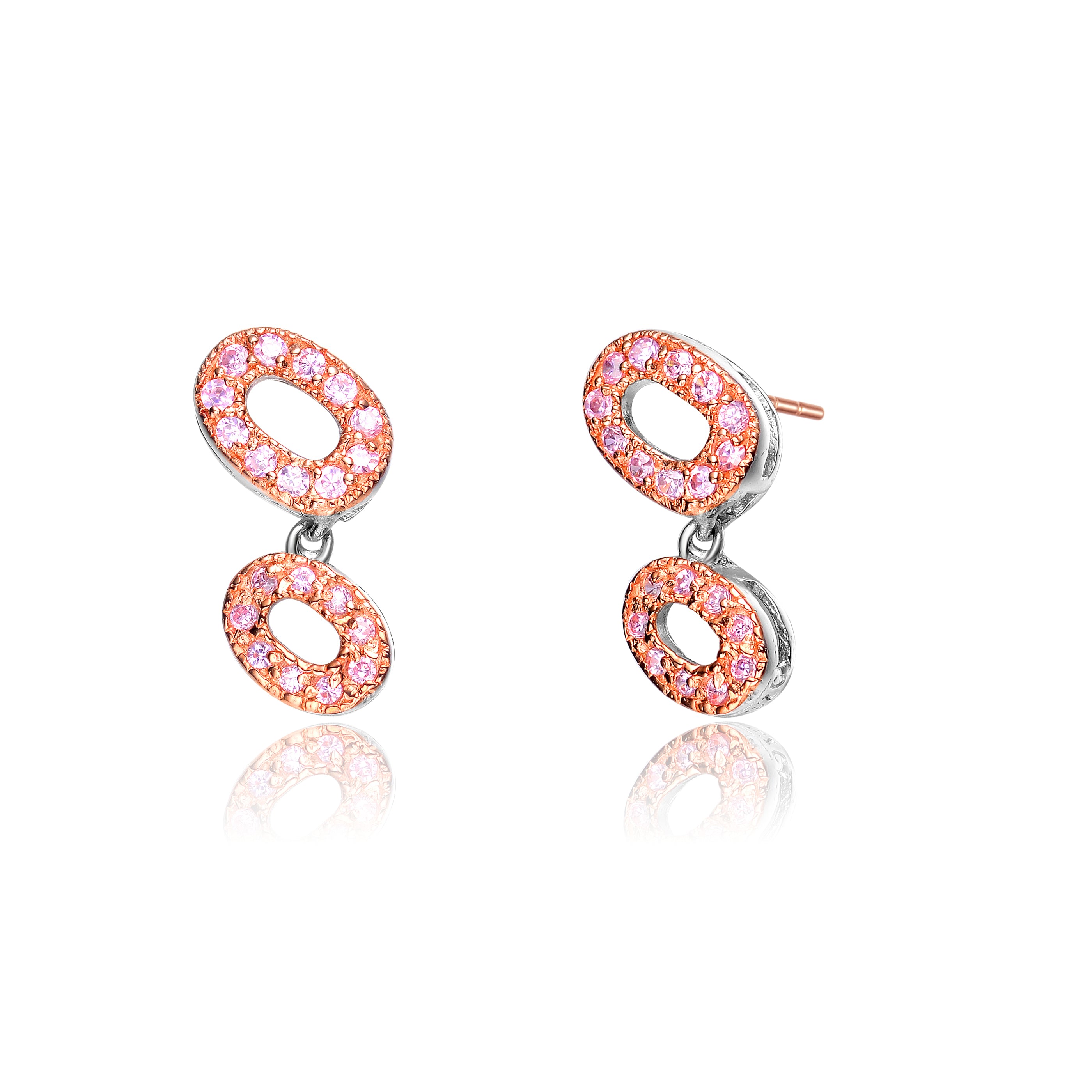 Genevive Jewelry Women's Sterling Silver Cubic Zirconia Double-o Earrings In Silver