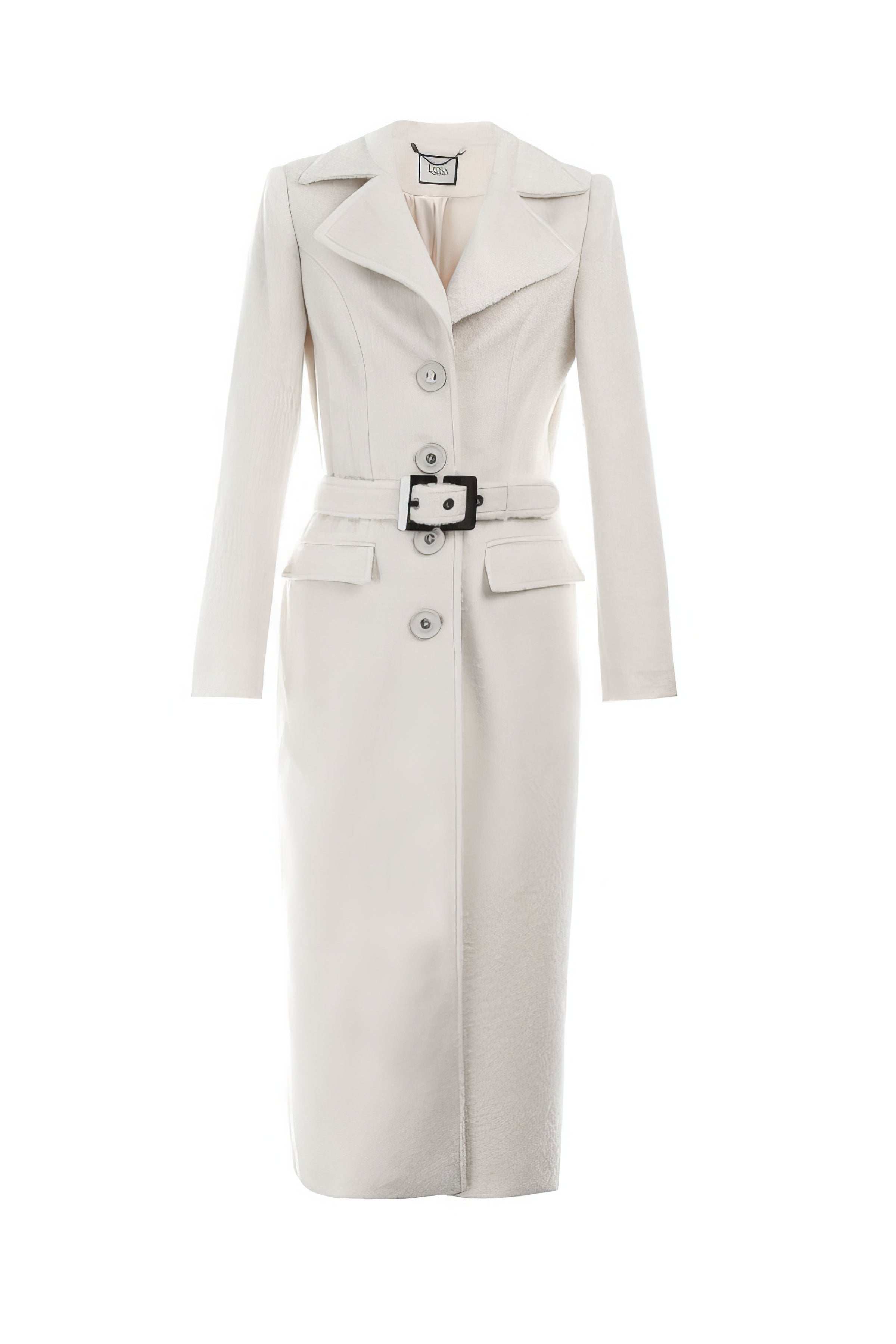 Ivory Belted Midi Coat, Linea | Luna Fashion House | Wolf & Badger