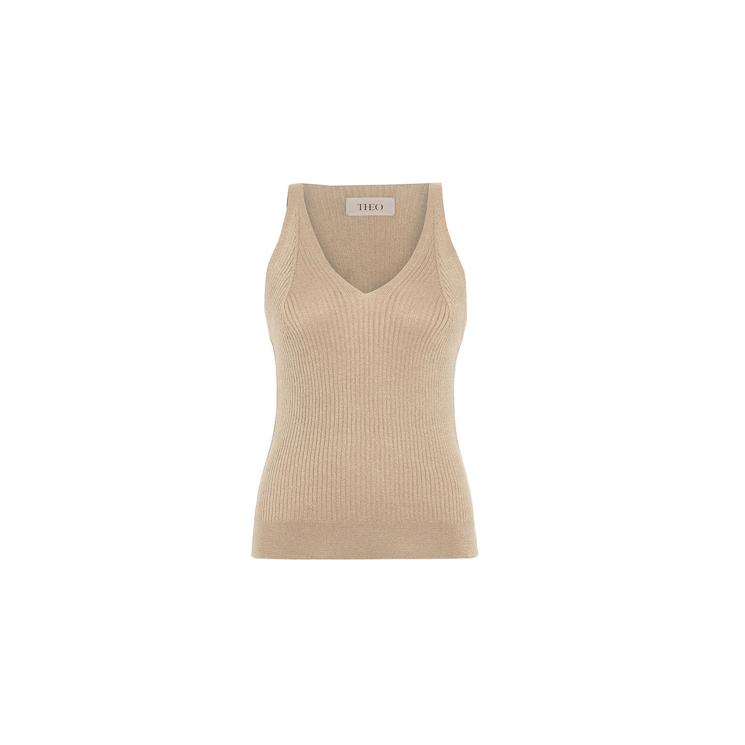 Theo The Label Women's Shakti Shimmer Ribbed V-tank - Sustained Grey In Grey