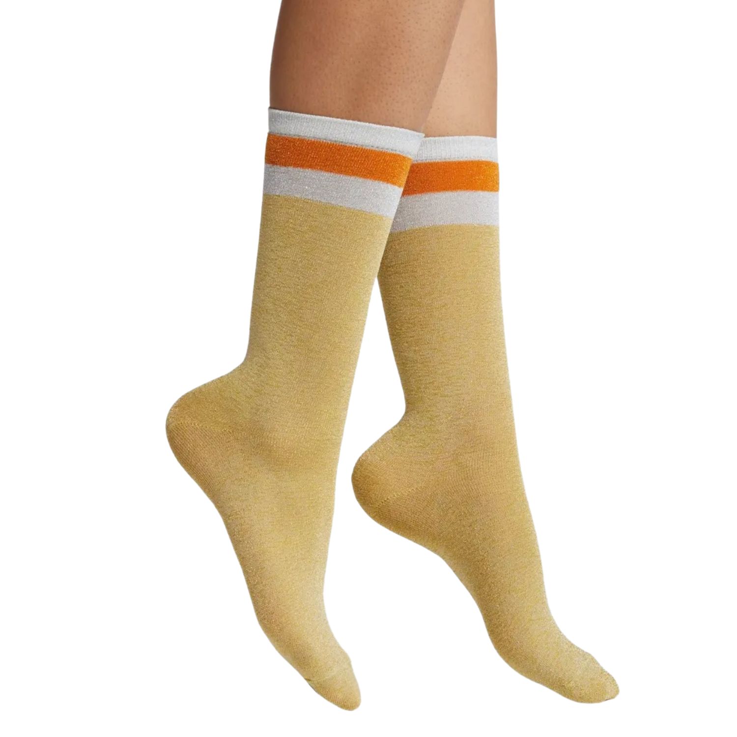 High Heel Jungle By Kathryn Eisman Women's Varsity Metallic Sock - Gold In Gold
