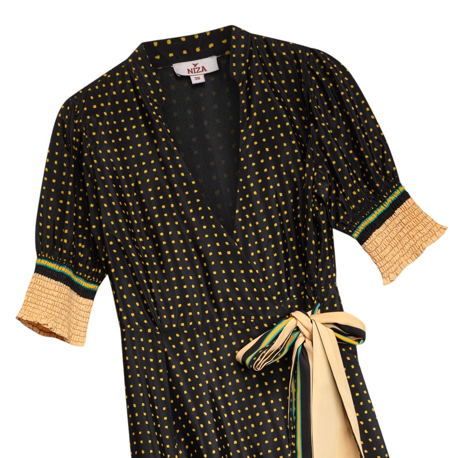 Niza Women's Black / Yellow / Orange Midi Polka Dot Dress Roma