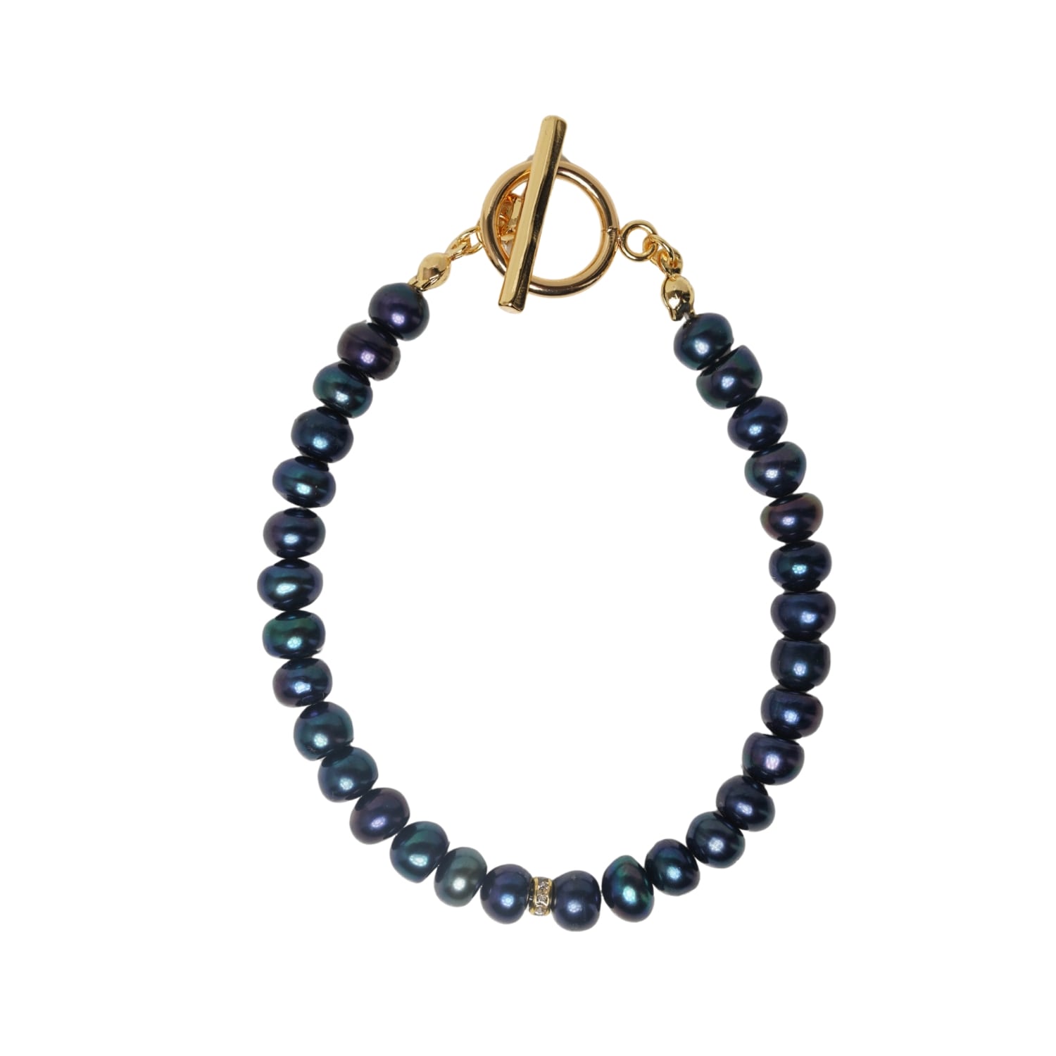 Urbane Jewelry Studio Men's Blue / Black Solstice Noire Pearl Bracelet In Blue