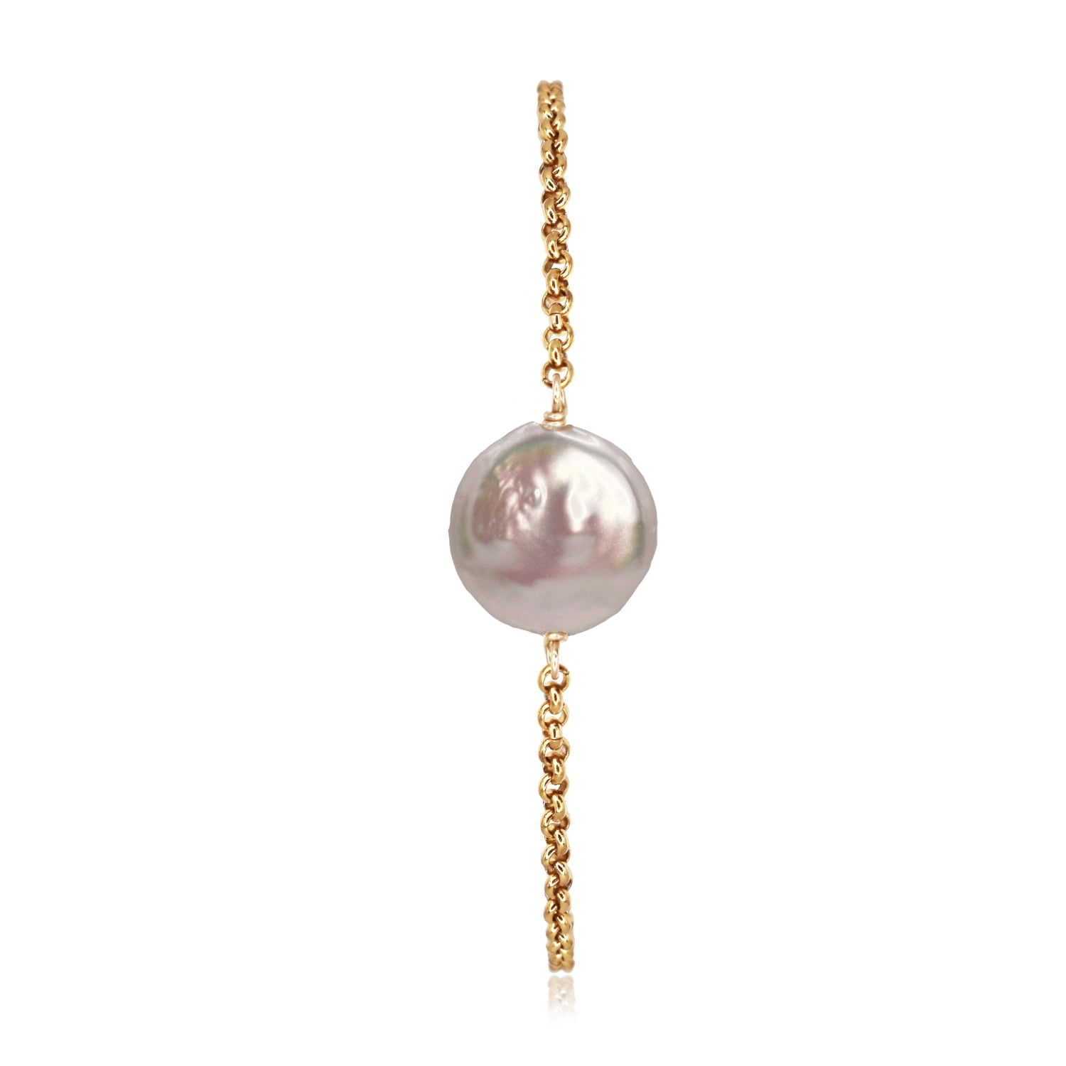 Marquise Swim Women's Gold / White Bracelet - Punctuation Coin White Pearl & Gold