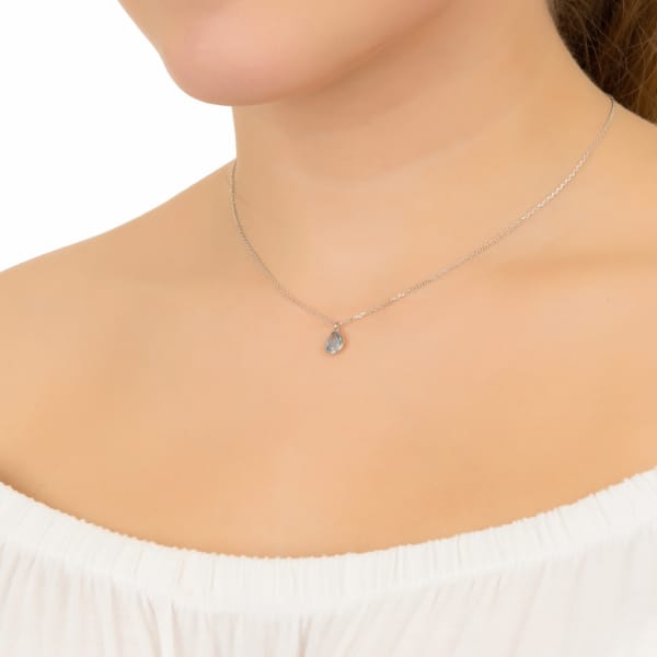Latelita London Pisa Mini Teardrop Necklace Silver Rose Quartz In Teardrop