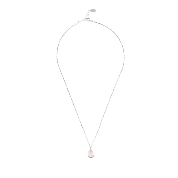 Latelita London Pisa Mini Teardrop Necklace Silver Rose Quartz In Teardrop