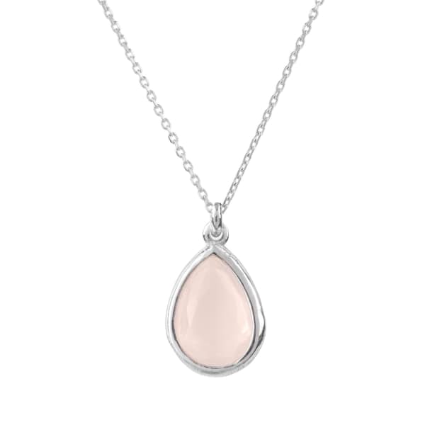 Latelita London Pisa Mini Teardrop Necklace Silver Rose Quartz In Teardrop