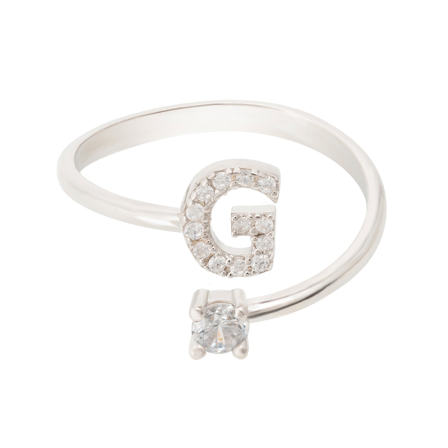 Women’s White / Silver Initial Ring Silver G Latelita