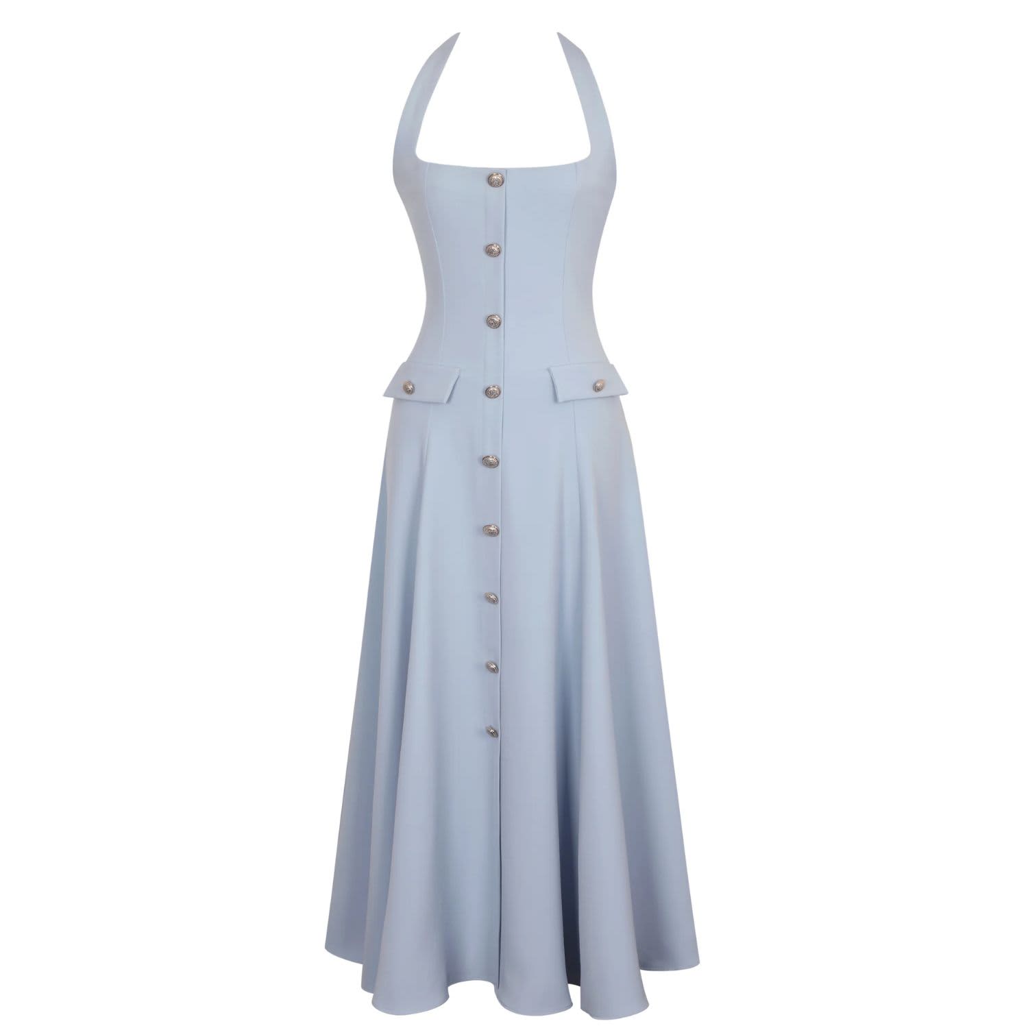 mint halter neck dress MACloth Halter O Neck Chiffon Mint Long Bridesmaid Dress Wedding Party main image 1
