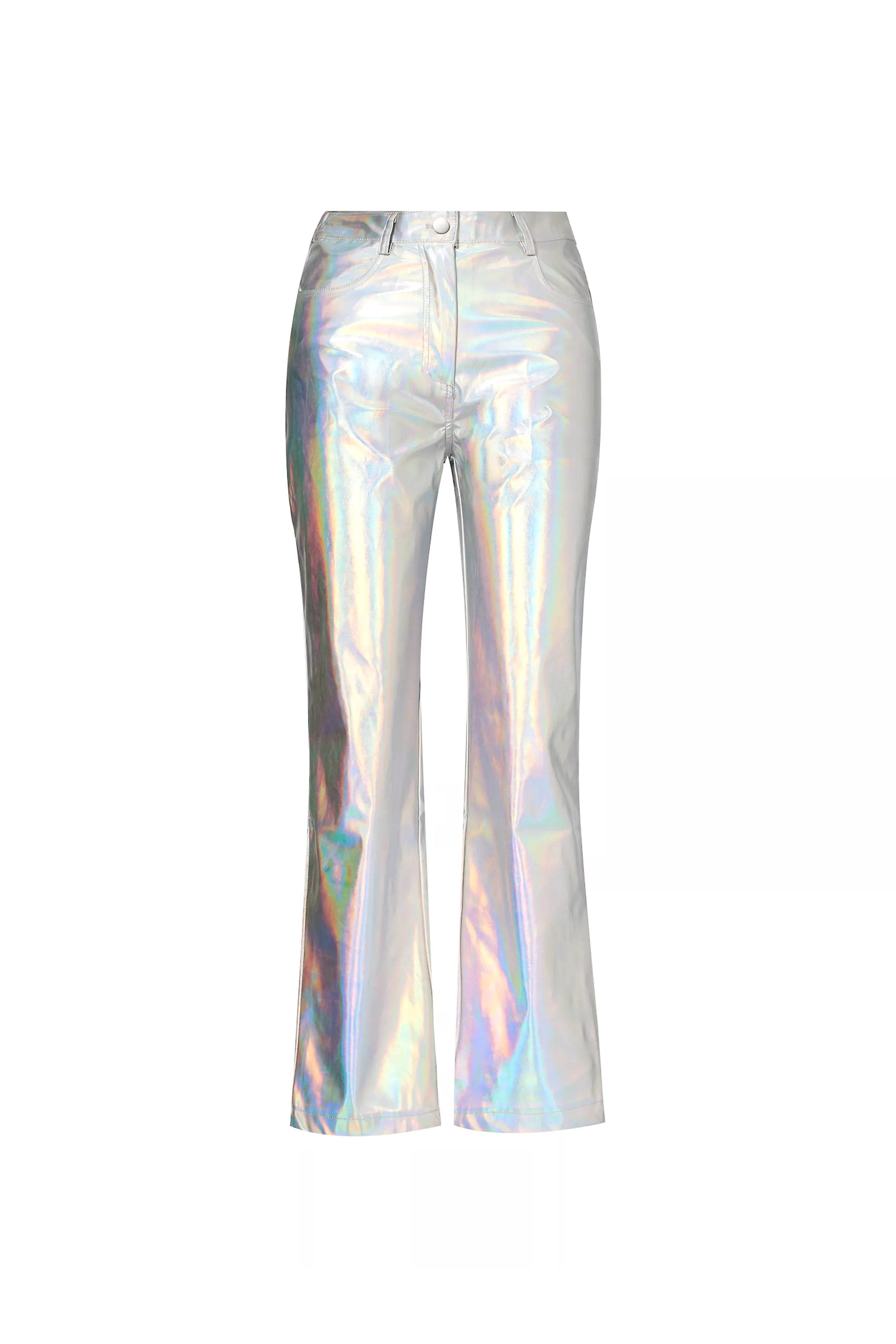 Amy Lynn Women's Space Neon Silver Metallic Trousers