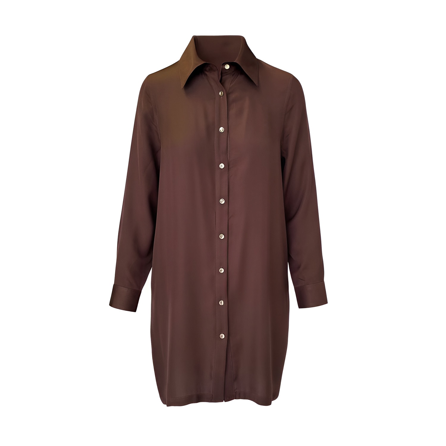 Haris Cotton Women's Brown Satin Shirt Dress Chocolate In Brown