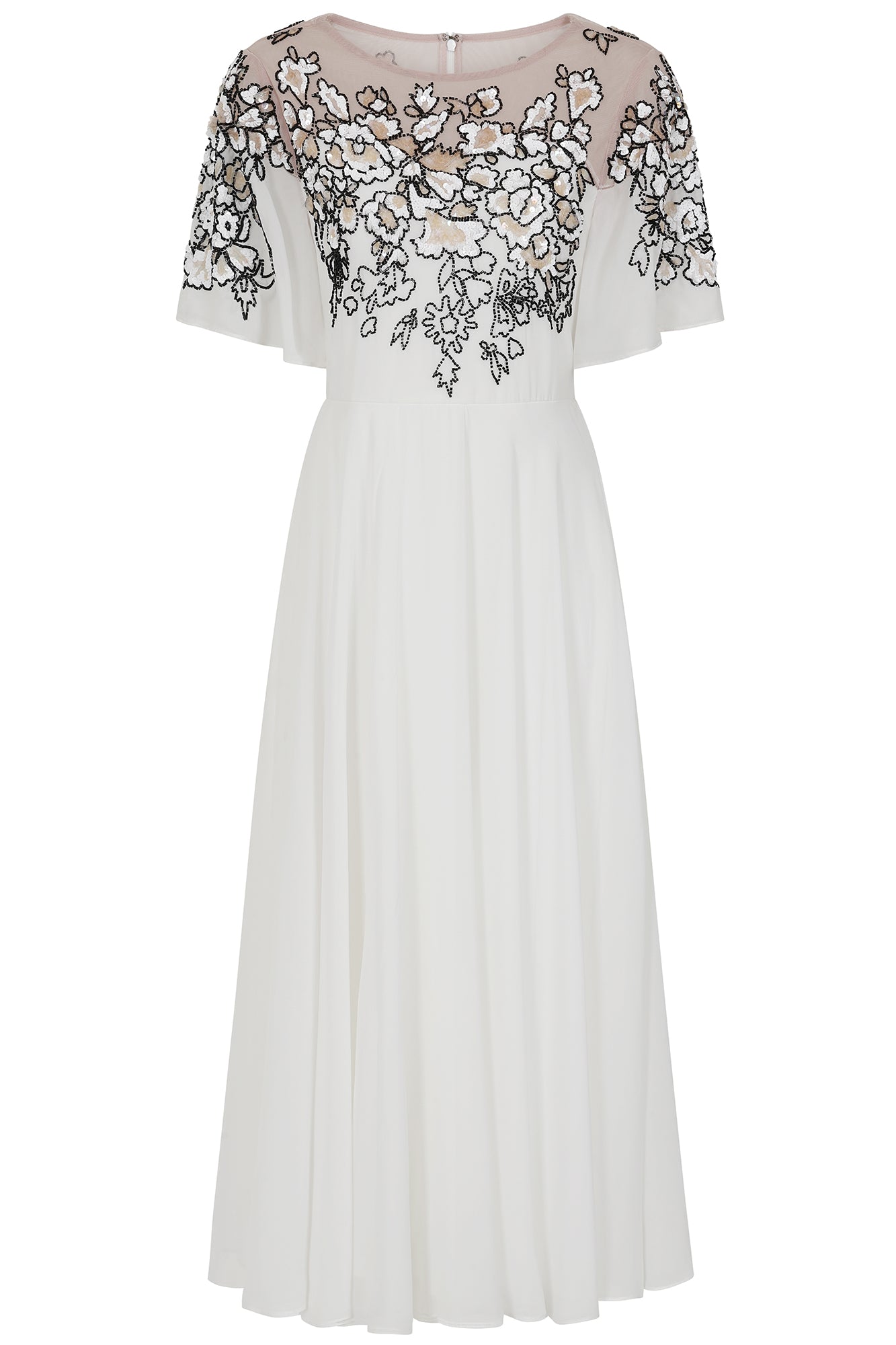 Frock And Frill Women's Embelia Floral Embellished Midi Dress - White In White
