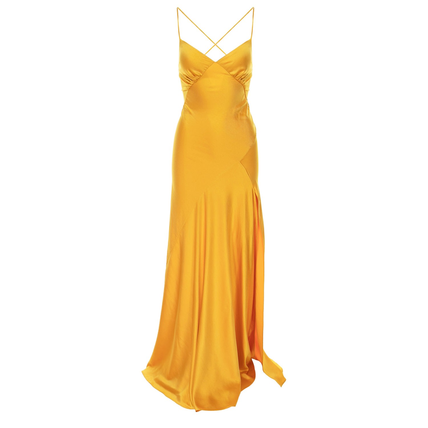Roserry Women's Yellow / Orange Seville Satin Maxi Dress In Yellow In Yellow/orange