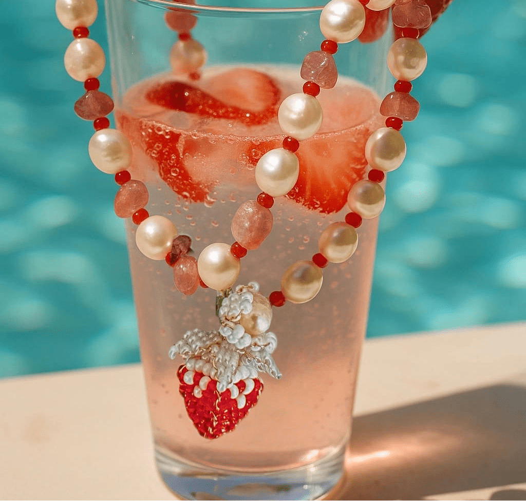 Strawberry Pearl Luxe Necklace | Ninemoo | Wolf & Badger