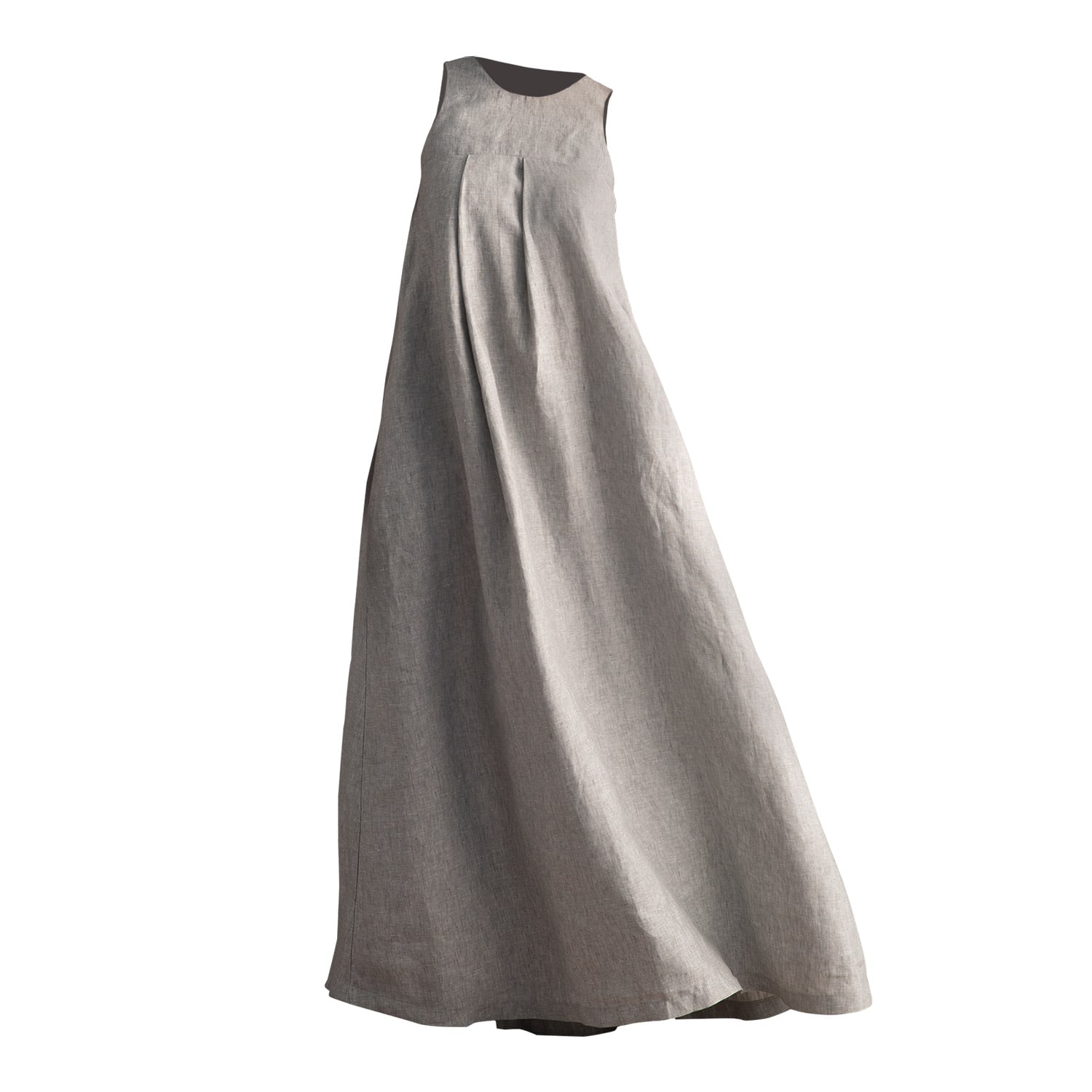 Nikka Place Women's Grey Oversized Linen Kaftan Dress With Pockets In Gray Melange In Grey